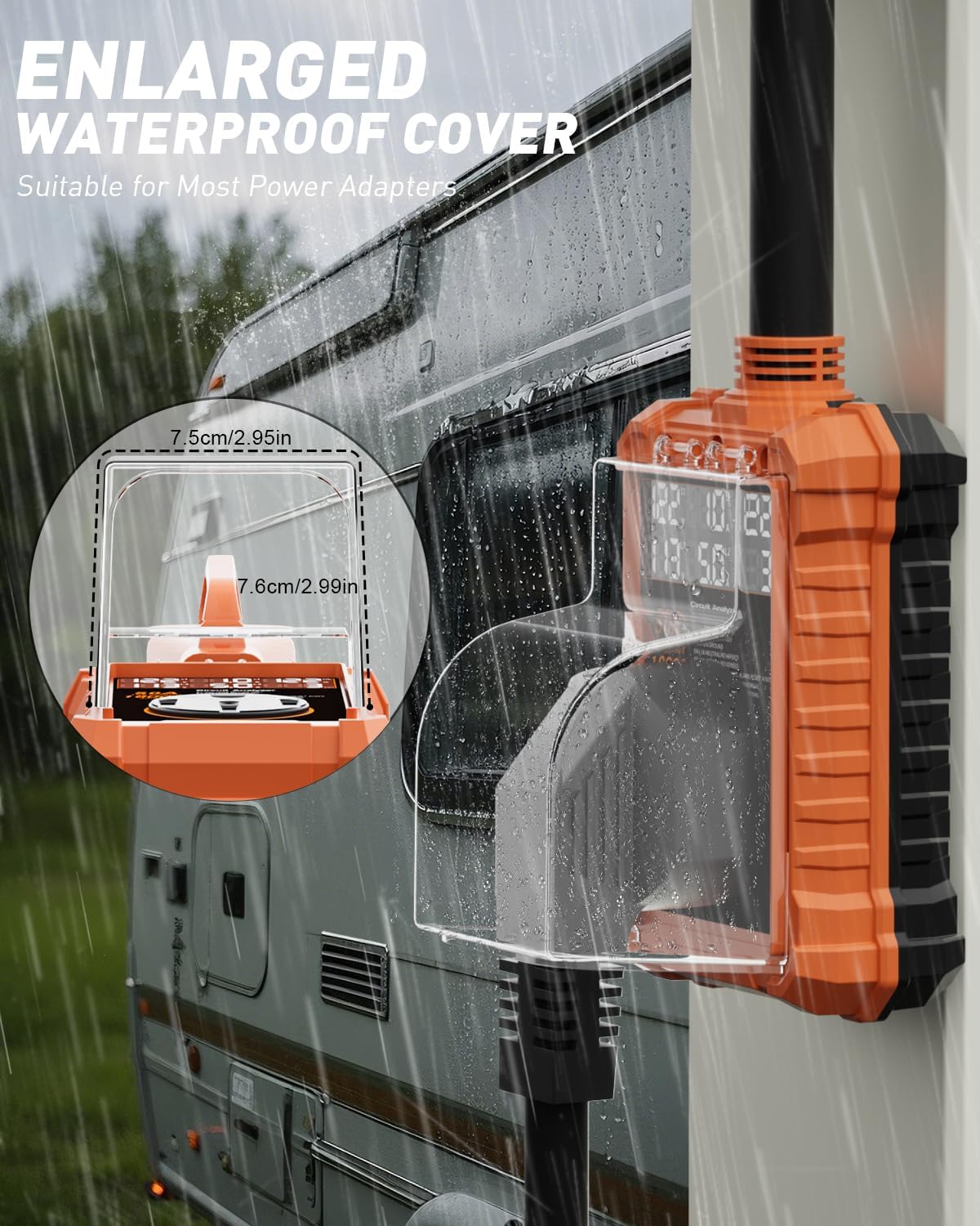 RV Surge Protector 50 Amp with Digital Display & Auto-Shutoff, 16,000J Circuit Analyzer, Real-Time Voltage Current KWH, Waterproof RV Power Surge Protector for Camper, Motorhomes