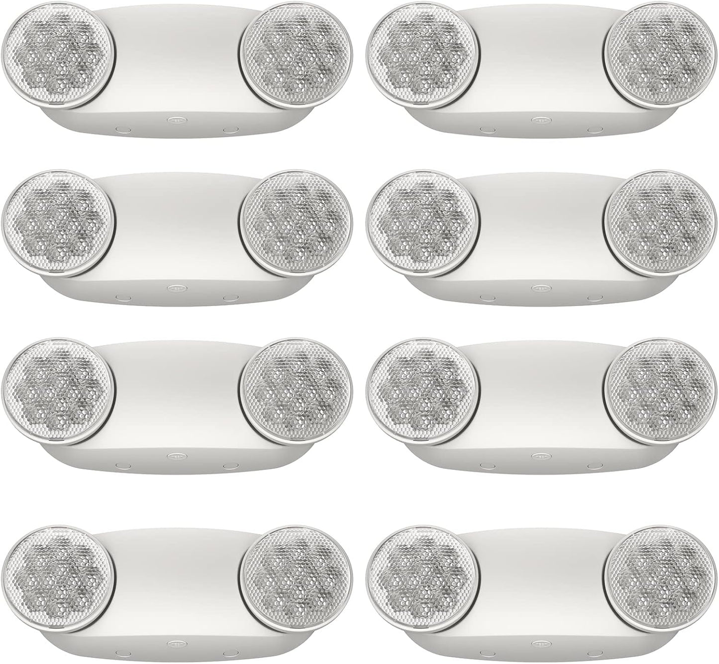 SPECTSUN 8 Pack LED Exit Emergency Light Combo with Battery Backup-US Standard Commercial Corded Emergency Exit Sign Lights for Home Power Failure,UL 924 Certified,White Emergency Lighting Exit Signs