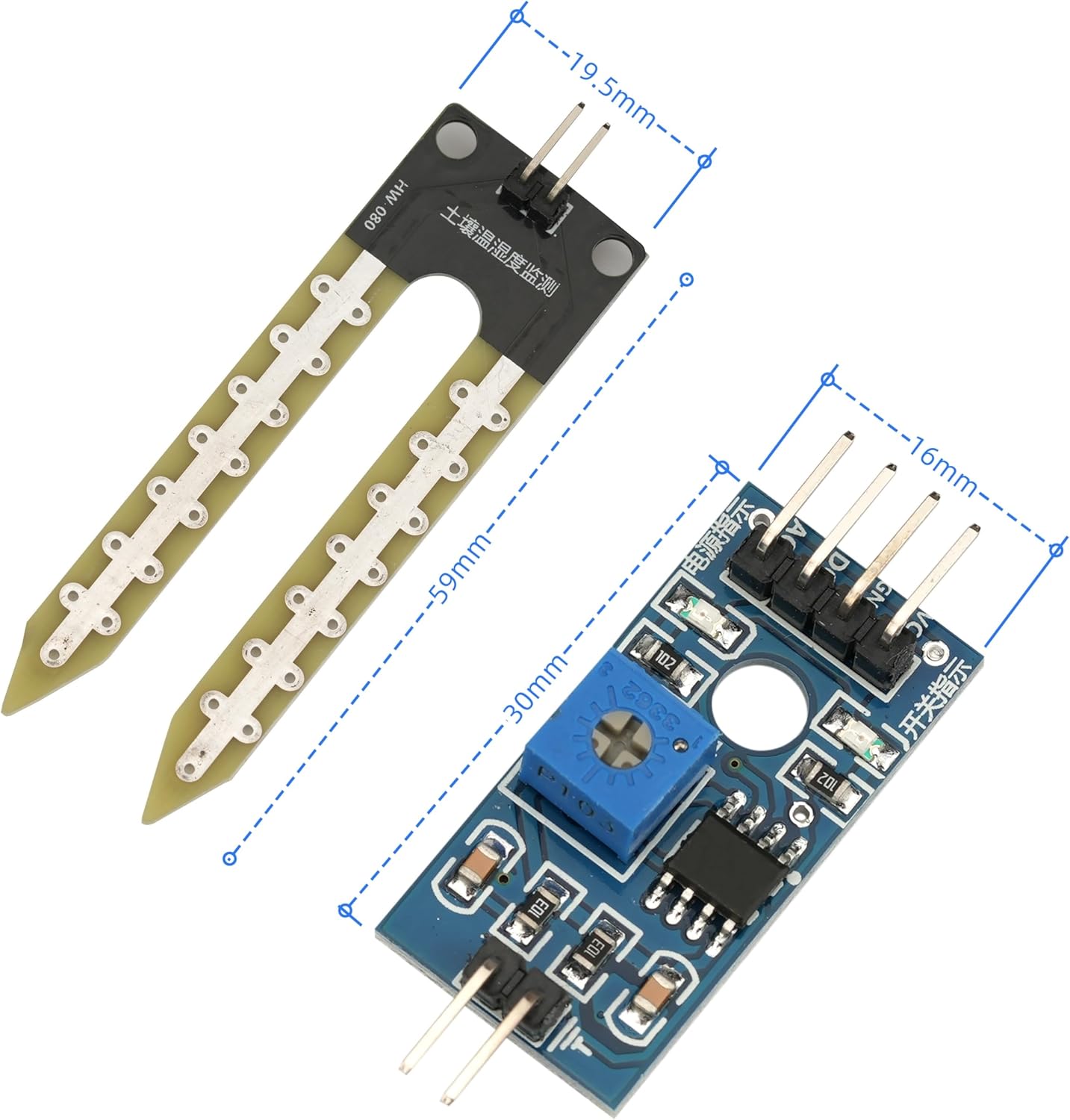10Pcs Soil Moisture Sensor LM393 3.3-5V Soil Moisture Hygrometer Detection Sensor Kit Compatible with for Arduino Automatic Watering System Robot Smart Car