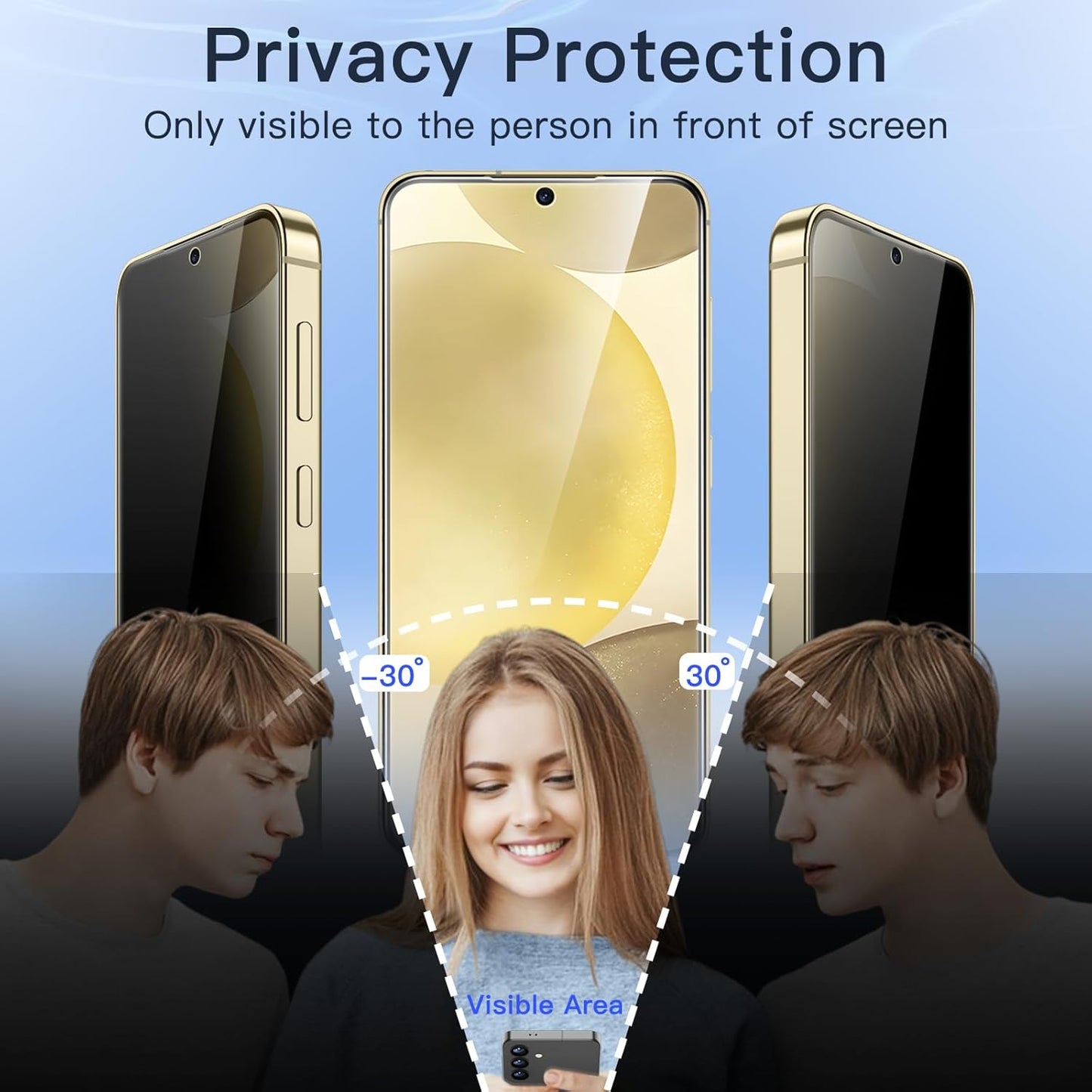 JETech Privacy Screen Protector for Samsung Galaxy S24 5G 6.2-Inch with Camera Lens Protector, Anti-Spy Tempered Glass Film, Fingerprint ID Compatible, 2-Pack Each