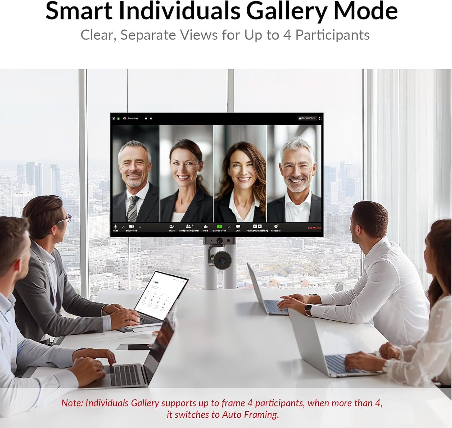 4K Conference Room Camera System, AI Auto-Tracking PTZ Camera 15x Zoom(3x Optical) with Bluetooth Speakerphone Set, 120° Wide-Angle, 16-Foot Mic Pickup, for Zoom YouTube Teams OBS and More
