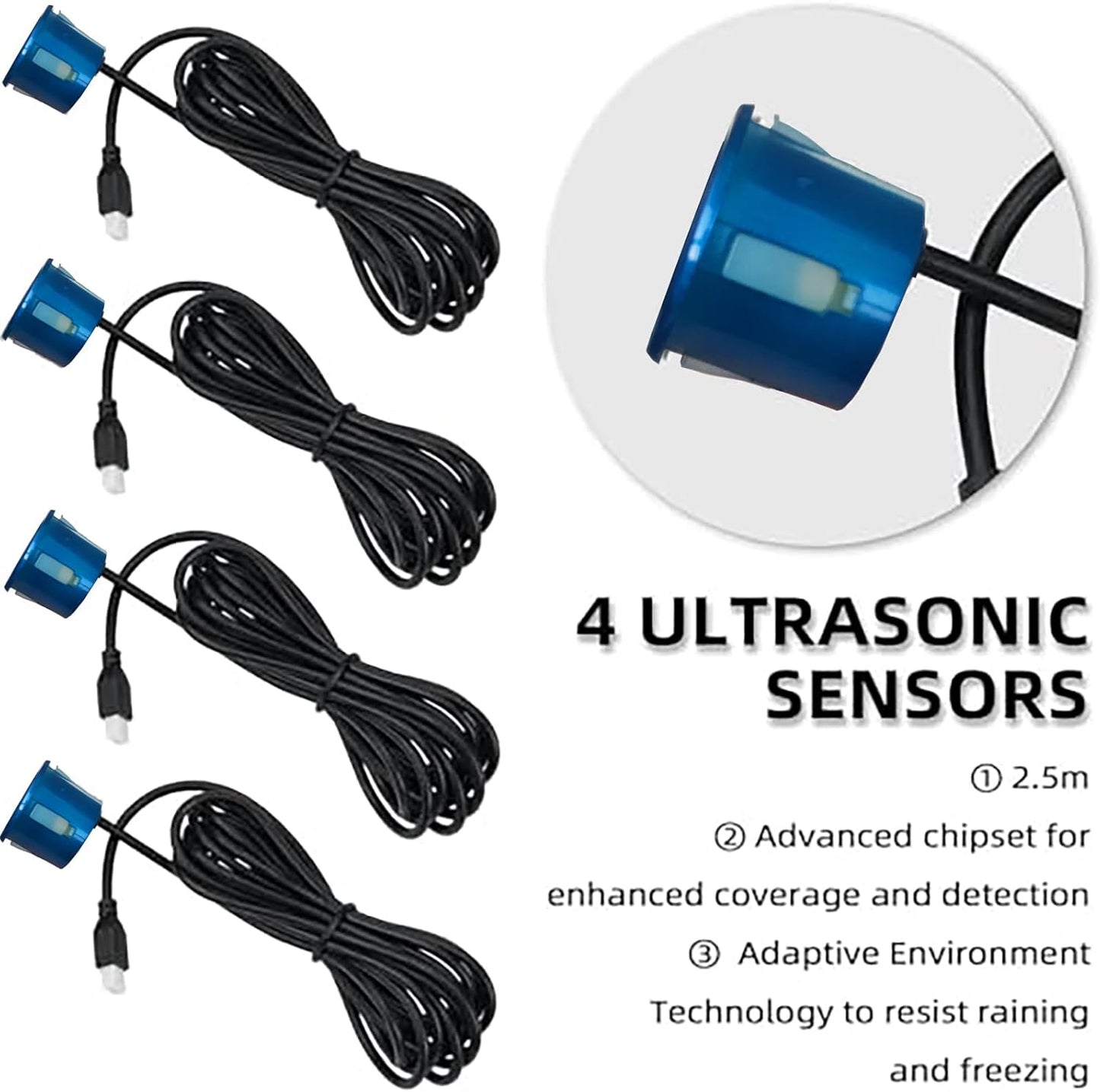 LCD Parking Sensor Kit - Displays Data on Original Screen, Easy Rear Installation, Compatible with All Camera Formats (AHD, CVBS), 18 Probe Colors to Match Any Vehicle