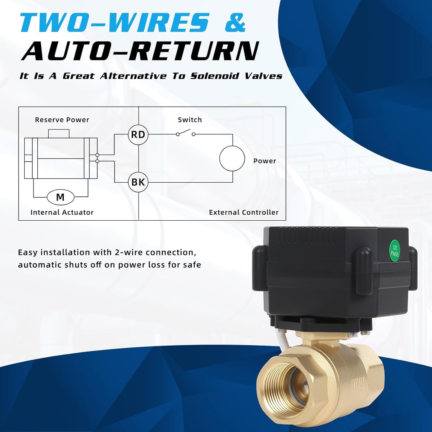 3/4" Brass Motorized Ball Valve 30 Pack - NPT Electric Water Valve 2 Wire with Full Port,9-24V AC/DC Electrical Ball Valve,Auto Return