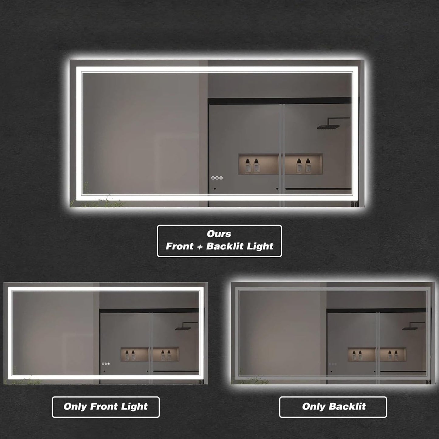 LED Bathroom Mirror with Lights, Wall Mirrors