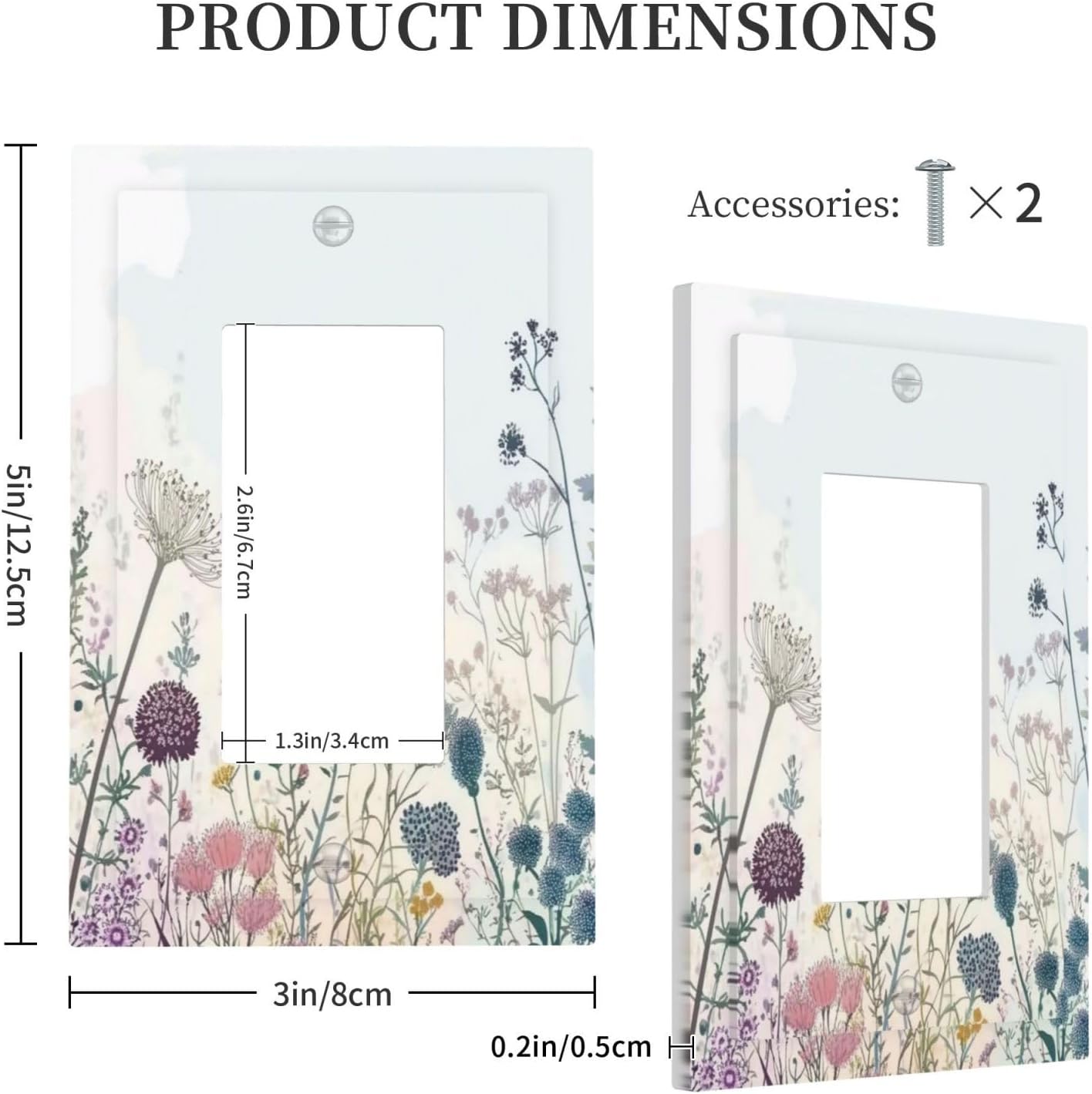 Colorful Wildflower Watercolor Dandelion Floral Decorative Outlet Covers 1 Gang Single Rocker Light Switch Cover Plate Wall Plates Gfci Faceplate For Cabin Home Decor