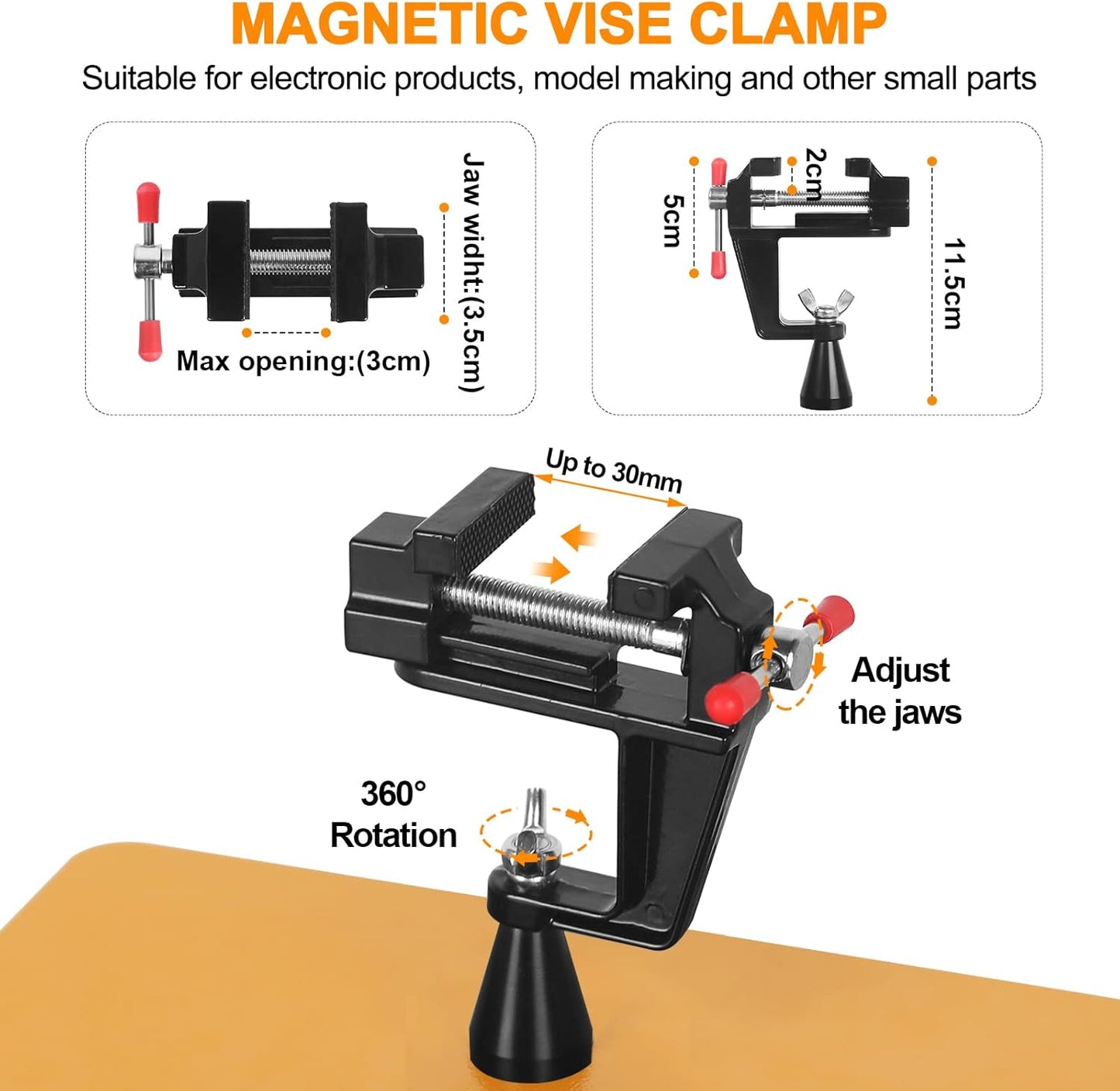 Magnetic Helping Hands Soldering Third Hand with 3X & 6X LED Magnifying Lamp, Hot Air Gun Holder,12V Solder Fume Extractor, Extra Large & Heavy Duty Base, Four Arms Solder Station for Soldering PCB