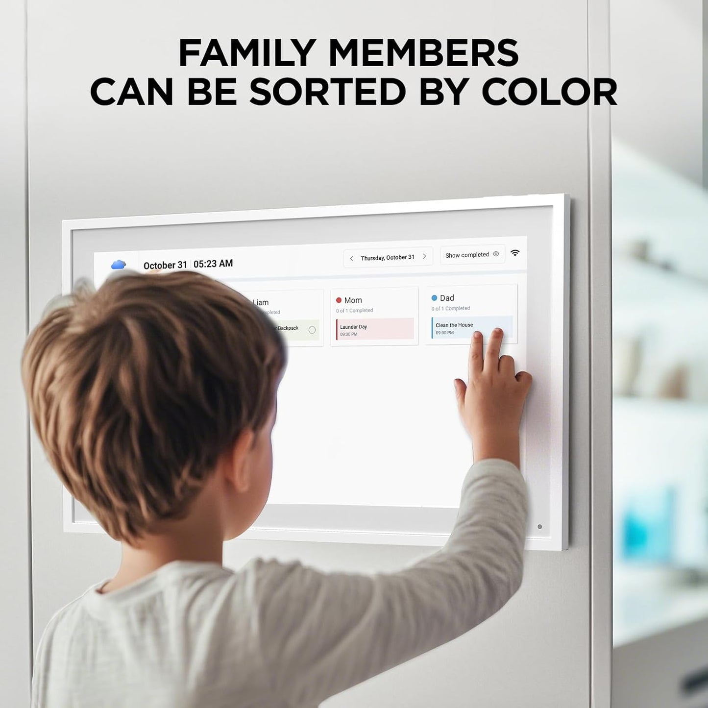 Mezed 15.6" Smart Digital Calendar, Meal Schedule, Duty Chart, HD Smart Touch Screen Home Interactive Electron Calender - Built-in Digital Photo Frame Function (white, 15.6)