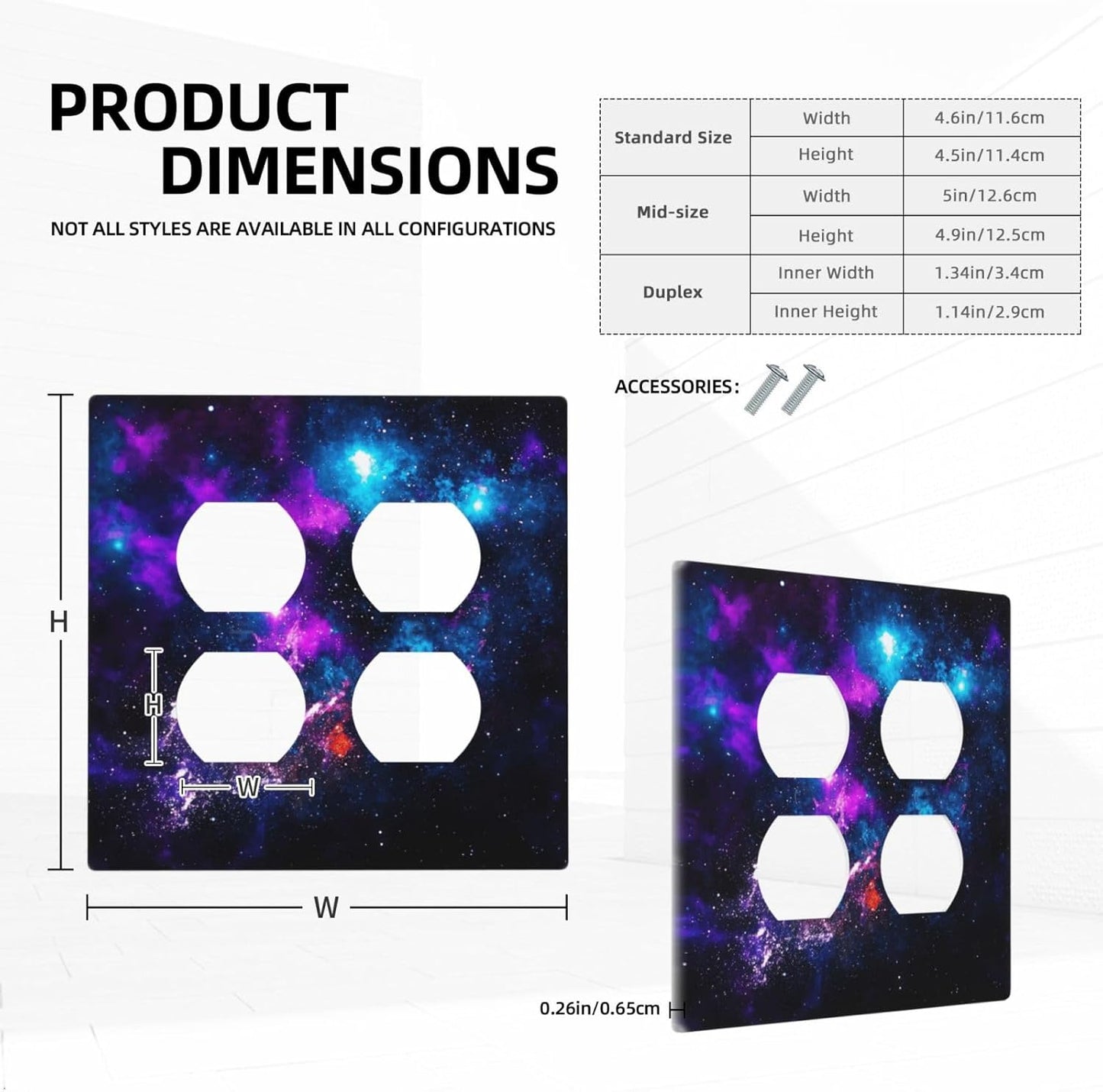 Outer Space Colorful Starry Sky Galaxy Planet Outlet Covers 2 Gang Double Duplex Decorative Light Switch Covers Electrical Wallplates Socket Faceplate for Bed Room Living Room Decor