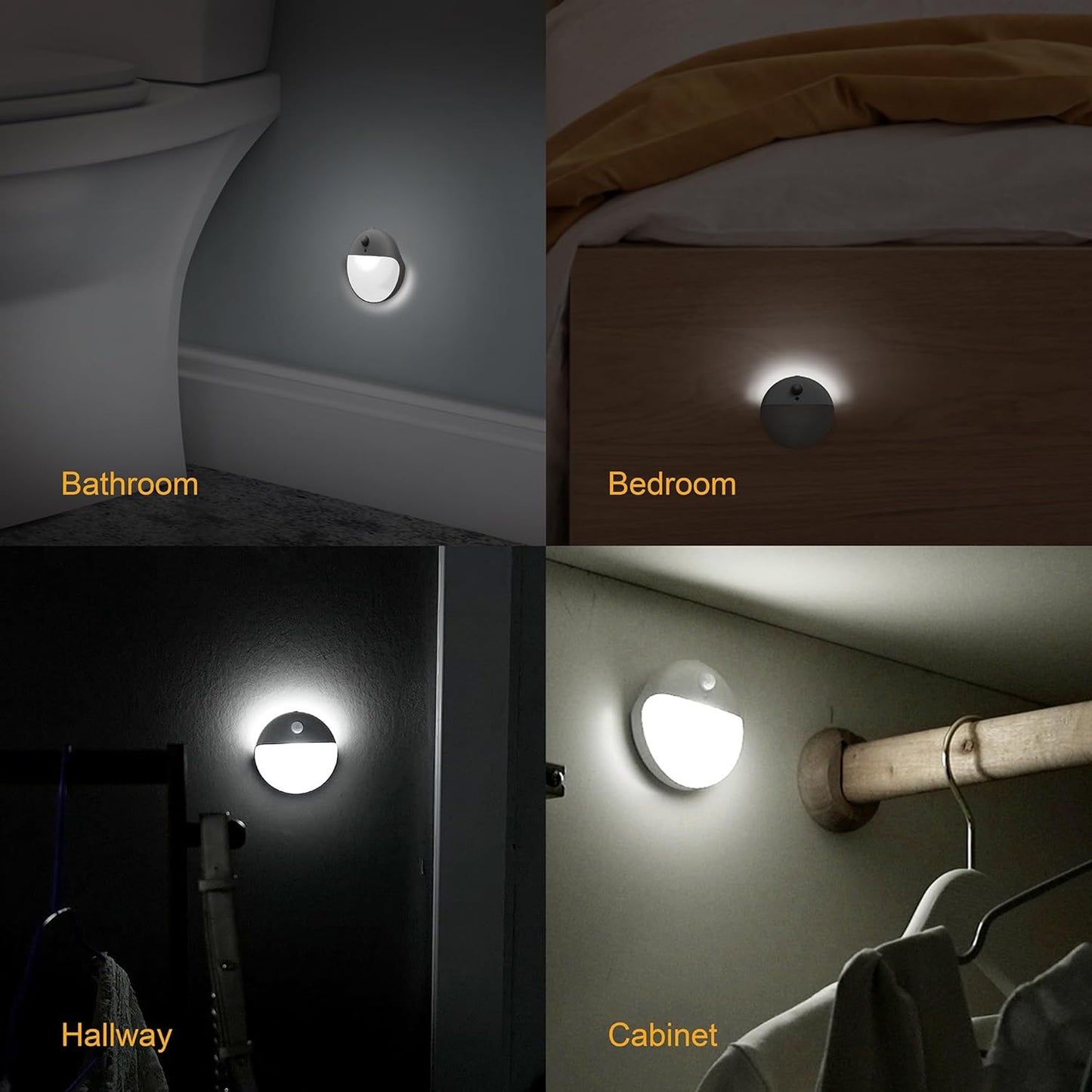 2 Pack Battery Night Light, Toilet Lights, 2.6" Small Motion Senor Light, Stick on Lights, 3 Light Modes, Dimmable LED Nightlight for Closet, Stairs, Garage, Cabinet, Toliet, Daylight White