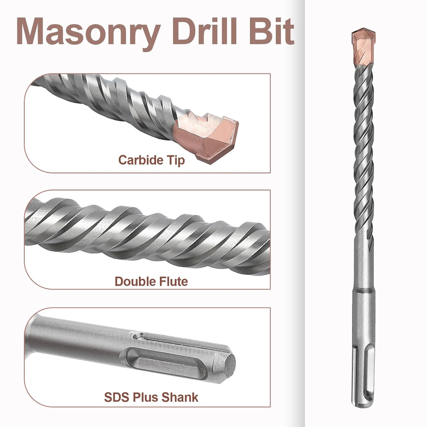 5/8 x 11 inch (16x280mm) SDS Plus Masonry Drill Bit, Rotary Hammer Drill Bit,Concrete Drill Bit for Concrete, Brick, Block,5/8 x 8.5 x11 inch