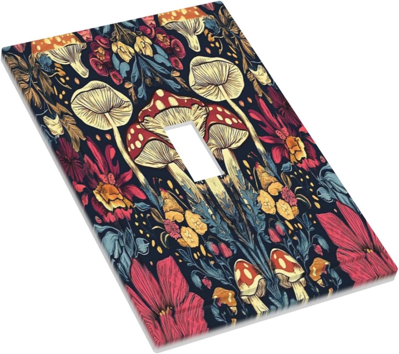 Decorative Light Switch Cover Plate Coloful Red Yellow Orange Magical Mushroom Forest 1 Gang Single Toggle Wall Plate Electrical Outlet Covers Decorate Switch Plate Cover for Bedroom Home Decor