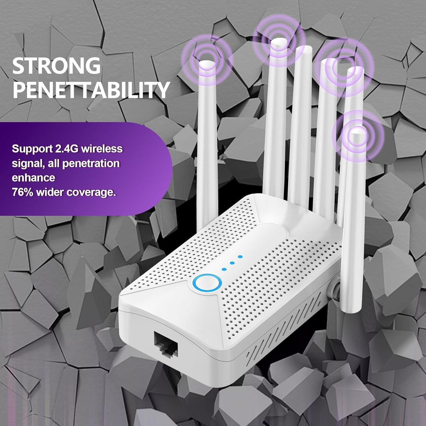 WiFi Extender Signal Booster for Home with 6 Antennas, Stable & Powerful up to 9995 Sq.ft for 60+ Devices, Internet Booster, WiFi Repeater & Wireless Access Point, Easy Setup