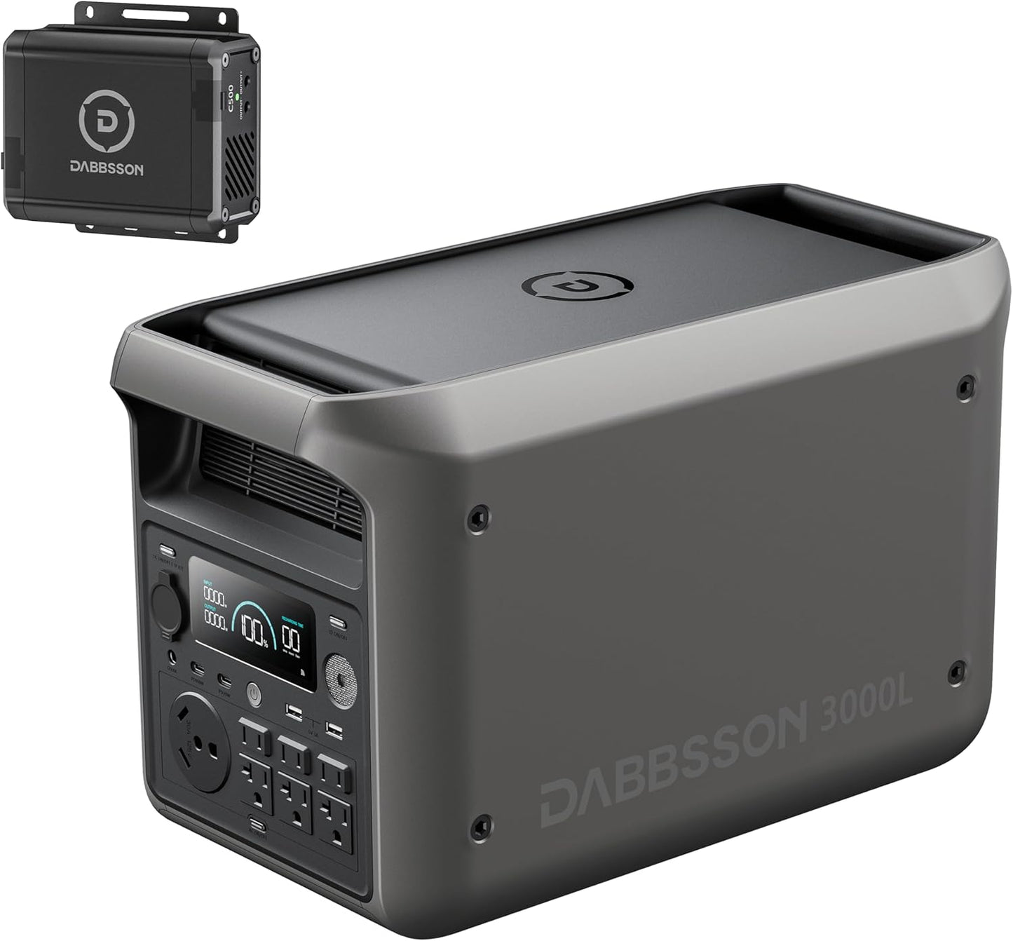 DABBSSON 3000L Solar Generator with Charger S, 3072Wh Semi-Solid LiFePO4, 560W Alternator Charger, 3000W AC Output×6,TT-30 for RV,P-Boost 3600W, Compact, 1.3X Runtime,0-80% 1.5H,for Camping/Home
