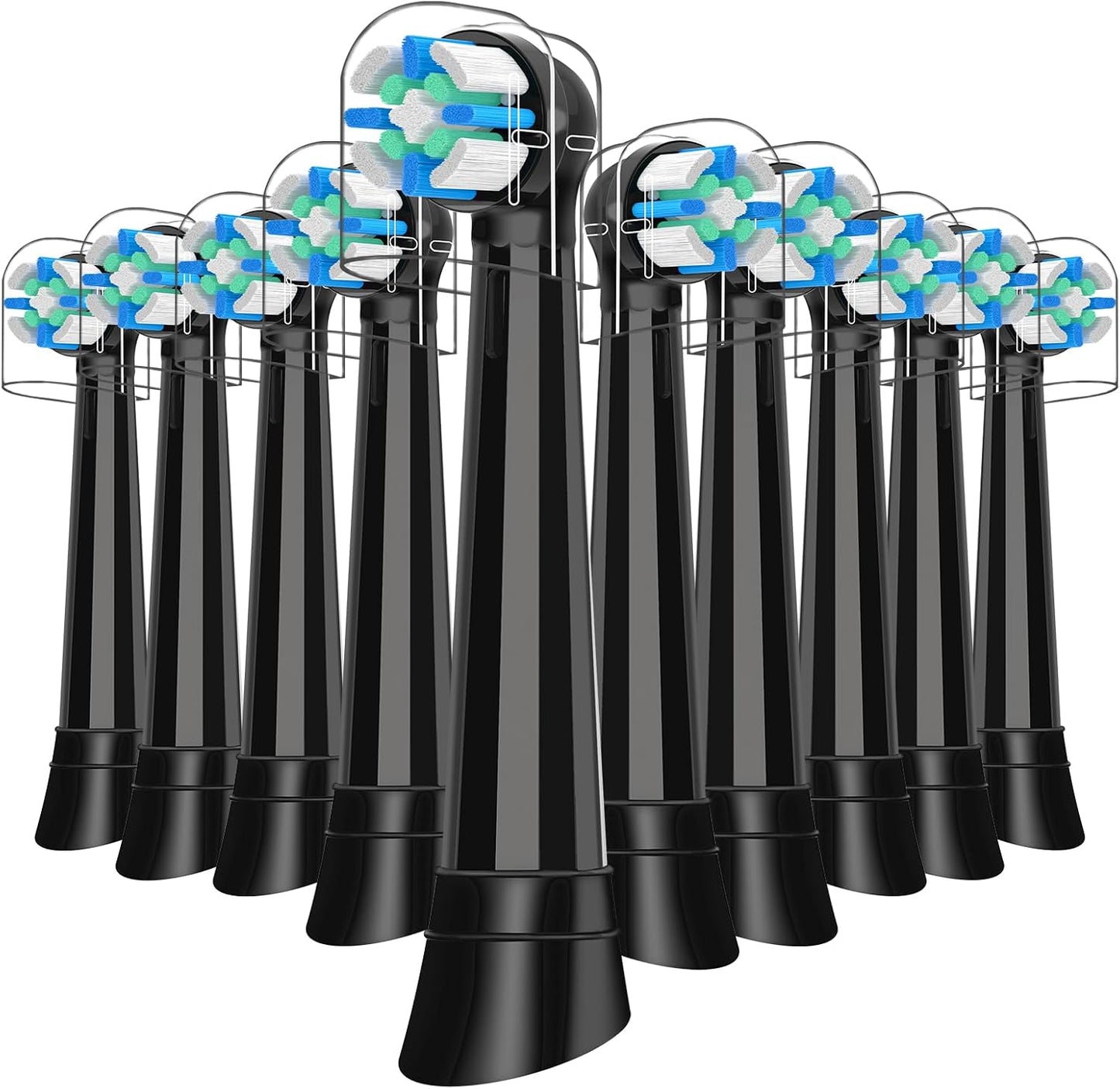 10 Pack Smart Cleaning Replacement Heads Compatible with Oral B iO 2 3 4 5 6 7 8 9 10 Series Electric Toothbrush, Brush Heads Compatible with Oral B iO Electric Handles (Black)
