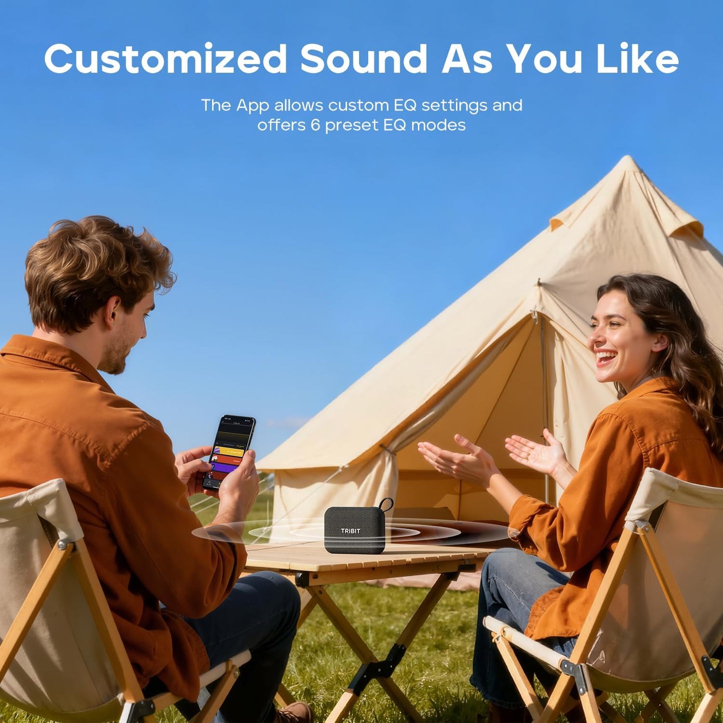 Tribit PocketGo Portable Bluetooth Speaker, 20H Playtime, IP68 Waterproof/Dustproof, Wireless, BT6.0, Shower, Powerful Sound, Custom EQ, TWS, Support TF Card, Floatable, Type-C, Travel/Outdoors/Home