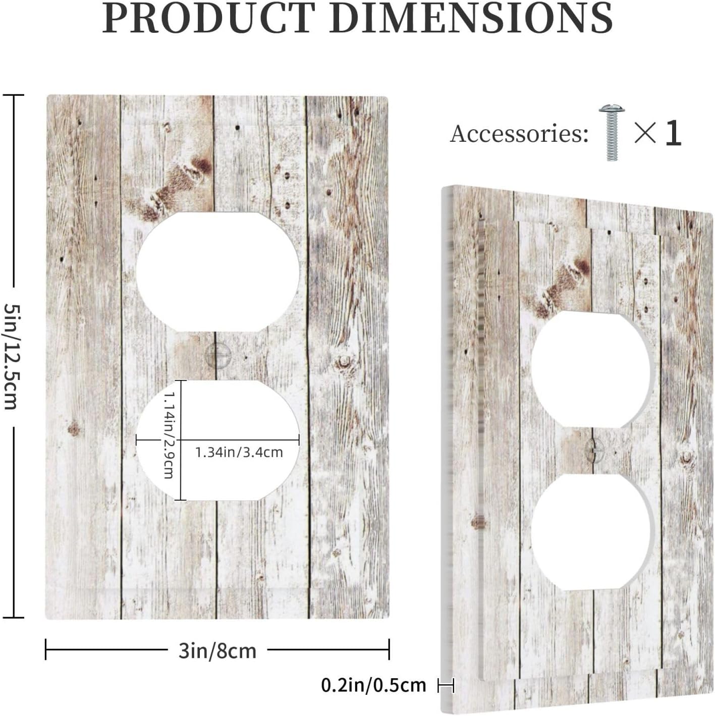Vintage Light Wood Retro Rustic White Gray Oak Print Outlet Covers 1 Gang Duplex Light Switch Cover Decorative Switch Plates Electrical Receptacle Faceplate Wall Plate for Farmhouse Home Decor