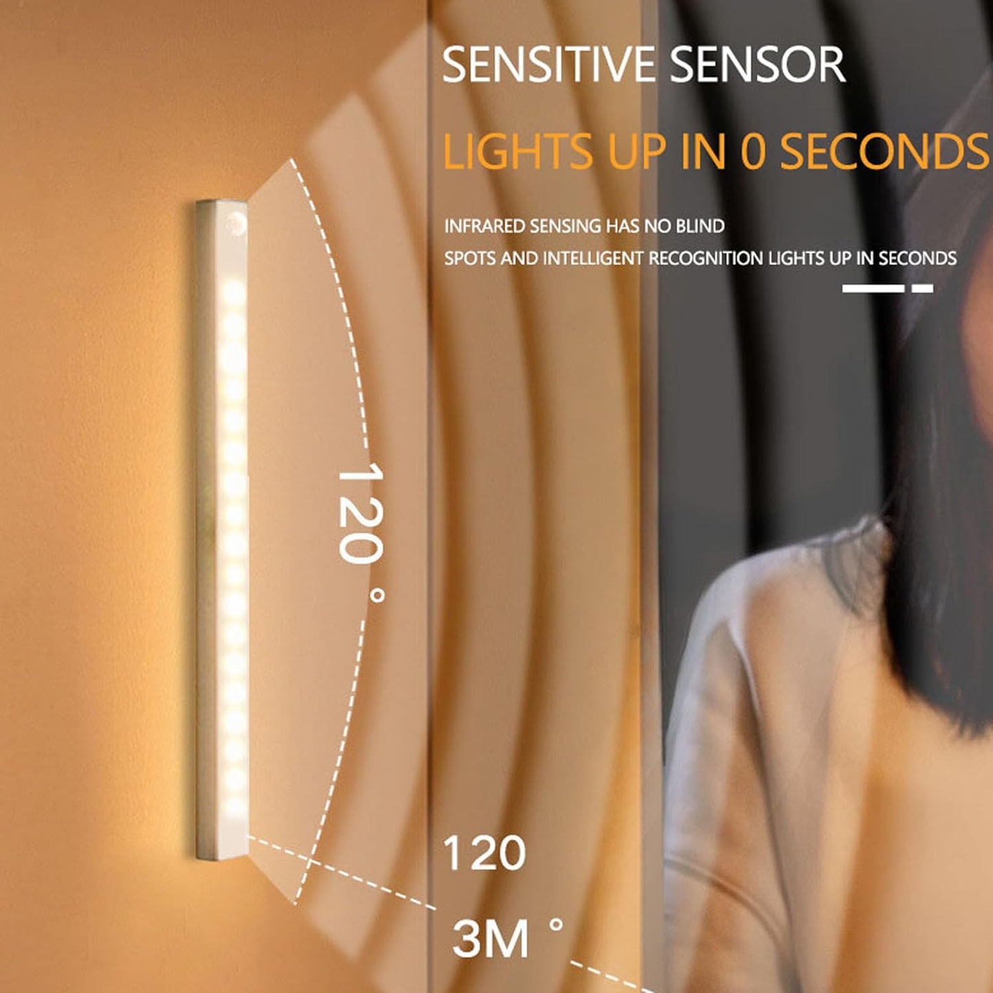 4 PCS Punch-Free Smart Sensor Magnetic Rechargeable Led Lights, Punch Free Smart Sensor Magnetic Light, USB C Rechargeable Closet Under Counter Lighting for Kitchen, Wardrobe (11.8 in White Light)