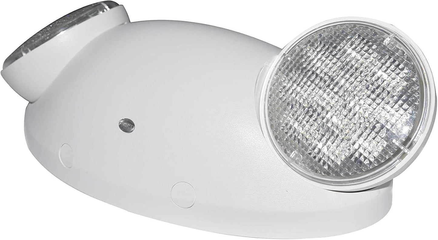 LIT-PaTH LED Emergency Lighting Fixtures with 2 LED Bug Eye Heads and Back Up Batteries- US Standard Exit Light, UL 924 and CEC Qualified, 120/277 Voltage, White, 1-Pack