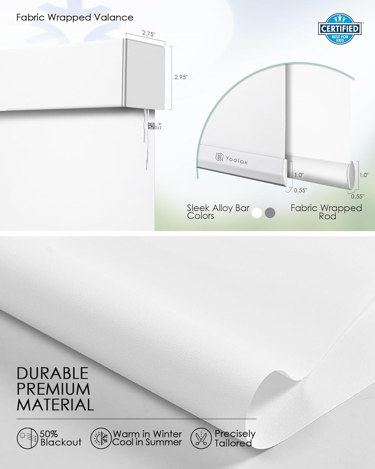 Yoolax Smart Blinds, Motorized Matter Roller Shades Light Filtering Automatic Blinds for Windows Motorized Shades Compatible with Alexa, Google Home, Homekit(Half Shading Pure White)
