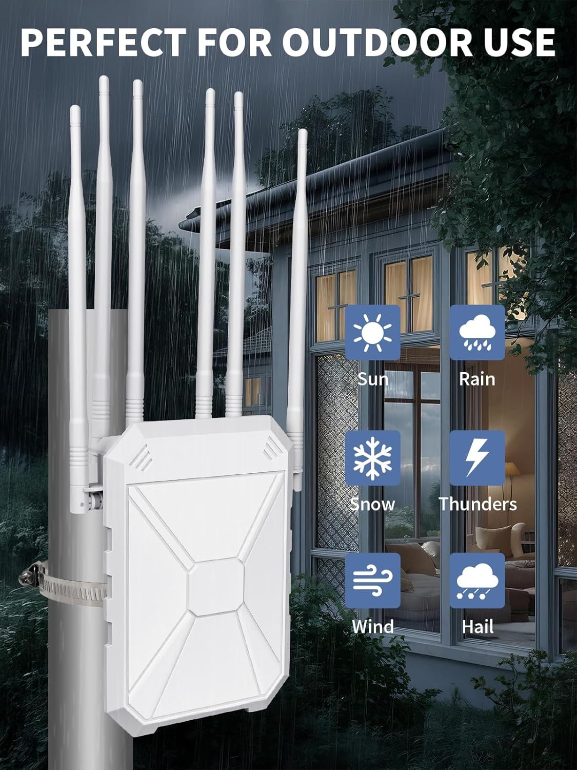 AX3000 Outdoor WiFi Extender, Dual Band 5G+2.4G Outdoor Long Range Extender Signal Booster with POE, Wi-Fi 6 Wireless Access Point, Wireless Outdoor Repeater, Compatible Starlink for Farm Camping RV