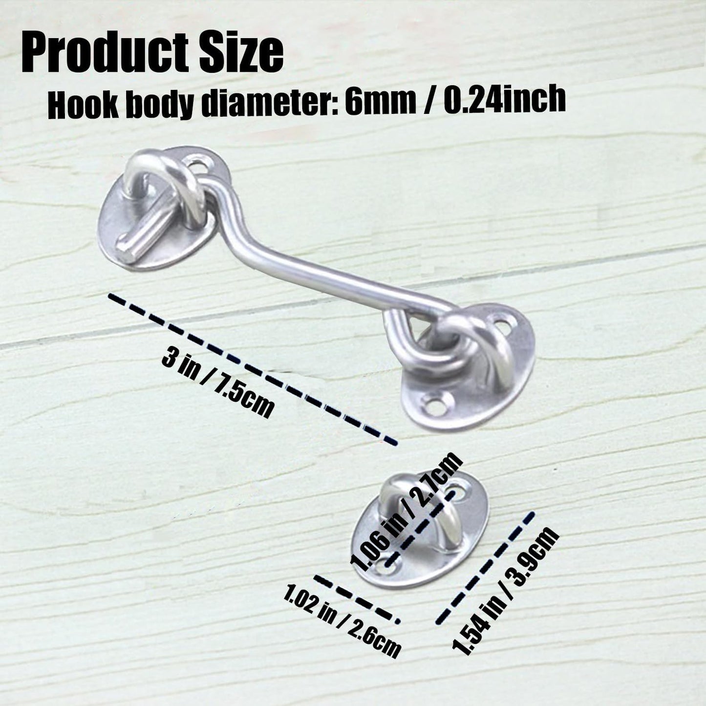 4 Pack Barn Door Latch Door Lock Hardware, Sliding Door Lock Eye Hook Latch with Screws, Rust-Resistant Metal Gate Latch, Privacy Hooks Latch for Inside Door