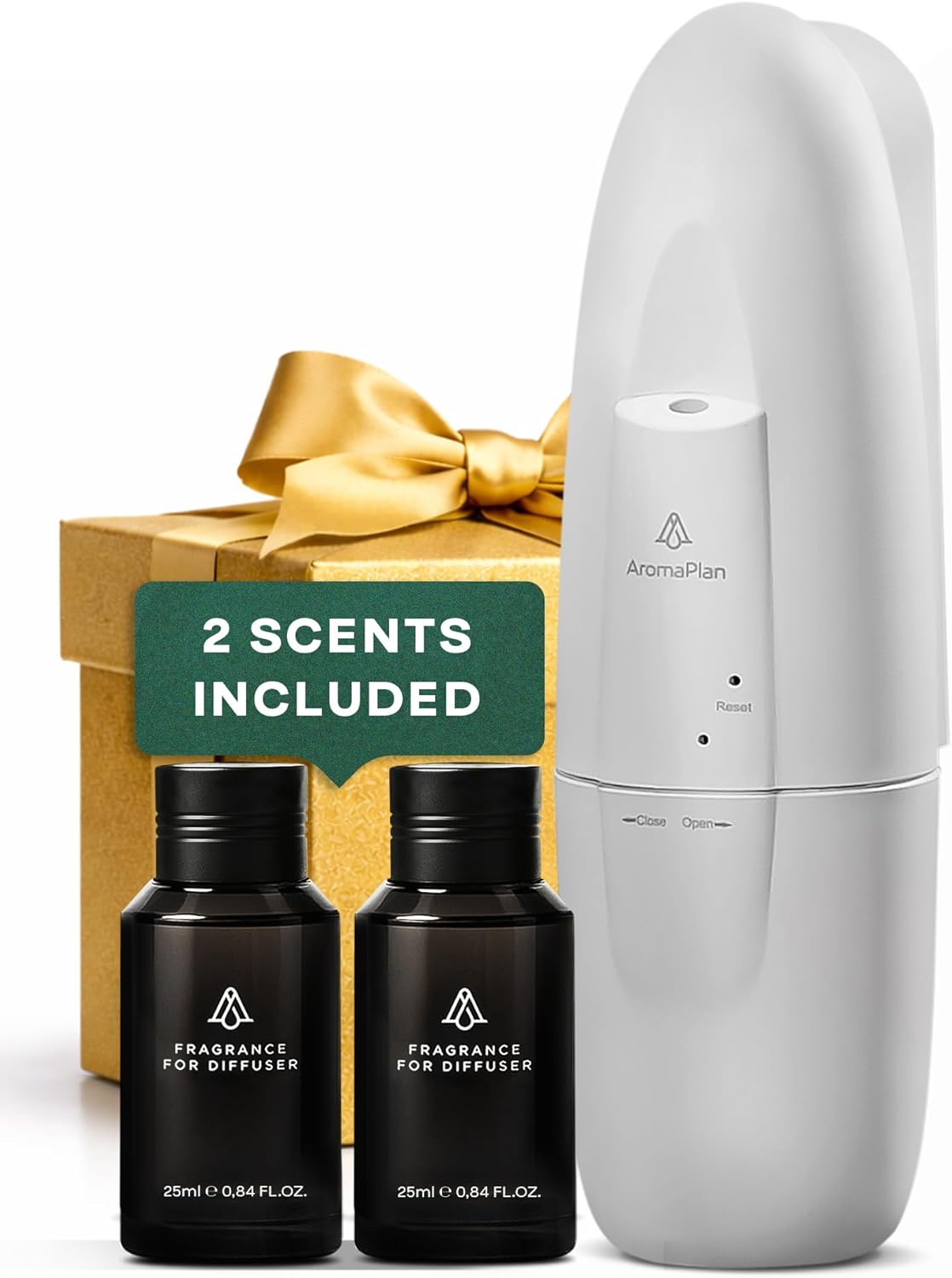 AromaPlan 5 Star Collection Plug in Diffuser (2 Fragrances Included)-Cold Air & Waterless Diffusers for Home & Office- Silent Wall Diffuser Plug in, Bluetooth App Control, 1000 sq. ft (White)