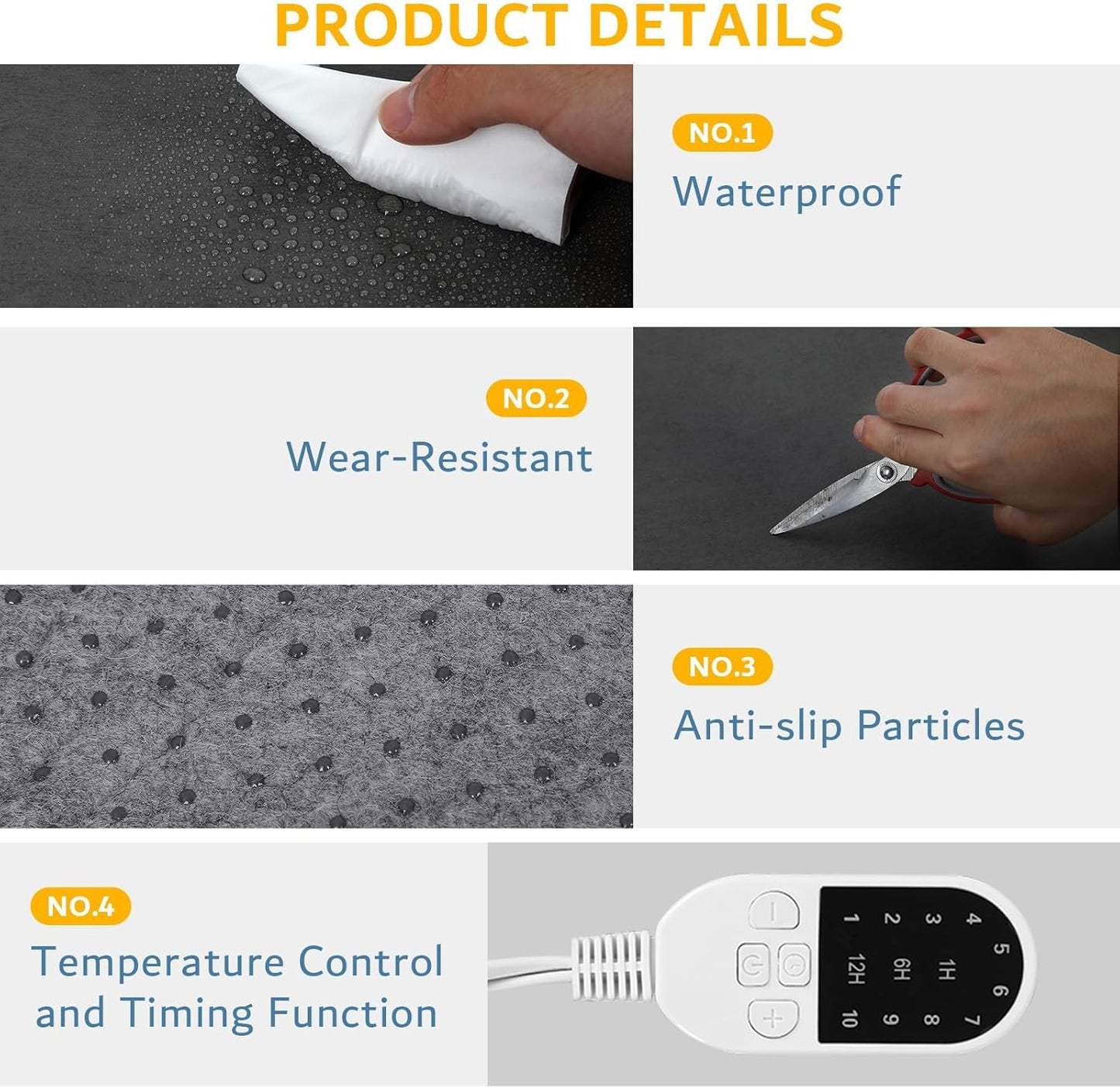PVC 110V Heated Floor Mat Heater for Foot Warmer Under Desk 22 x 20 Inch Electric Heating Pad Energy Saving Carpet Pad Indoor Floor Heated Rug for Home Office Bathroom House Black