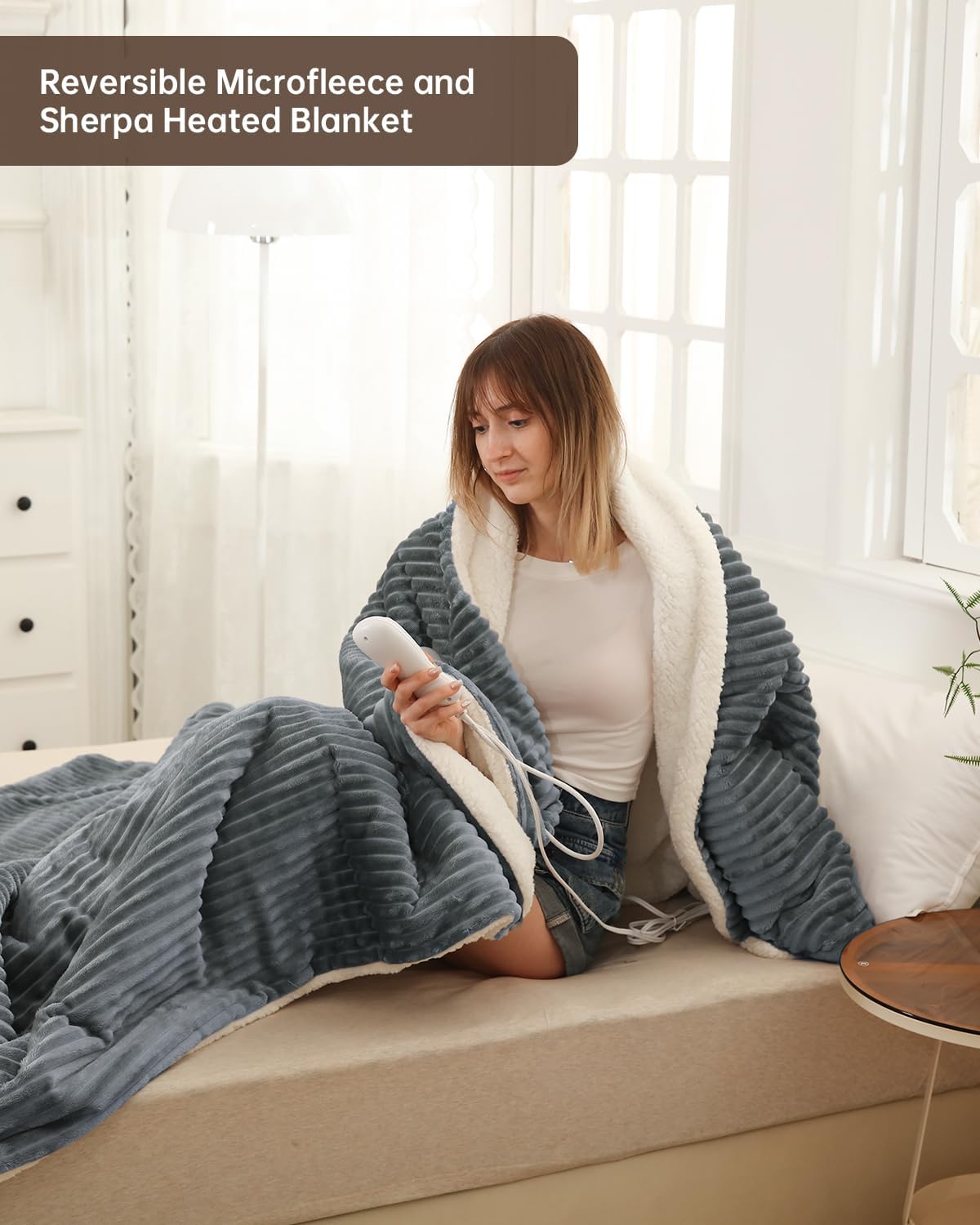 Electric Heated Blanket Twin Size, Washable Blanket Warmer for Home for Adults, Fast Heating, Super Cozy Soft Flannel 62" x 84", 9 Heat Levels, 1-9H Auto-Off, ETL Certified, Silver