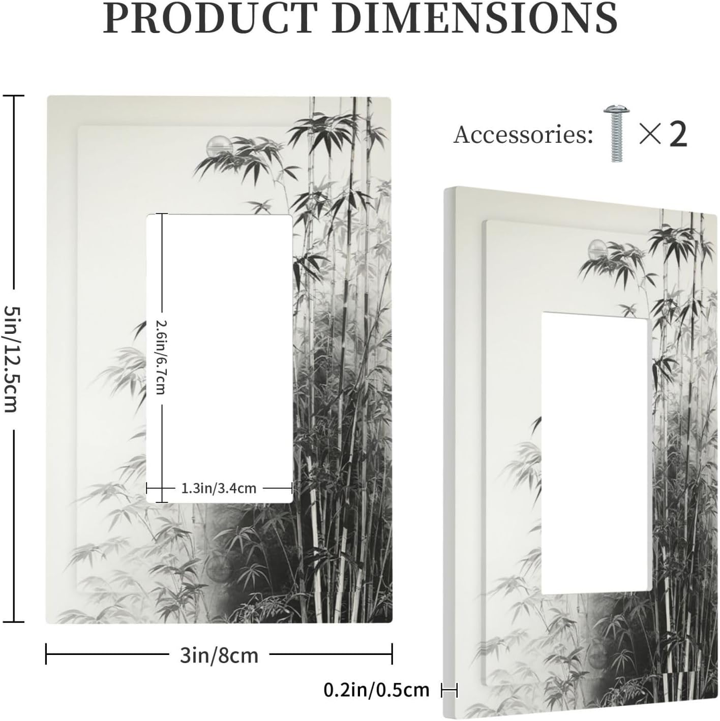 Outlet Covers Watercolor Vintage Ink Bamboo Forest 1 Gang Wall Plates Single Rocker Light Switch Covers Decorative Switch Plates Electrical GFCI Panel Covers for Home Office Decor 5 X 3 IN