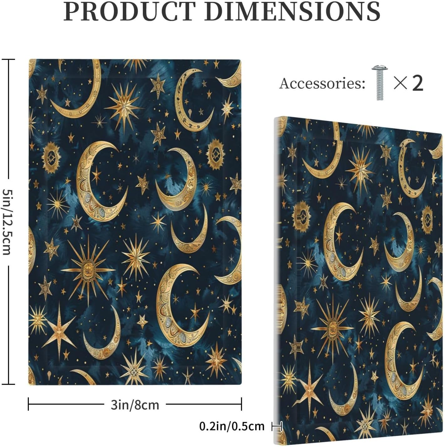 Light Switch Cover Plate Modern Abstract Sky Blue Gold Moon Sun Star 1 Gang No Device Blank Electrical Wall Plates Faceplate Decorative Switch Plate for Bedroom Kids room Decor