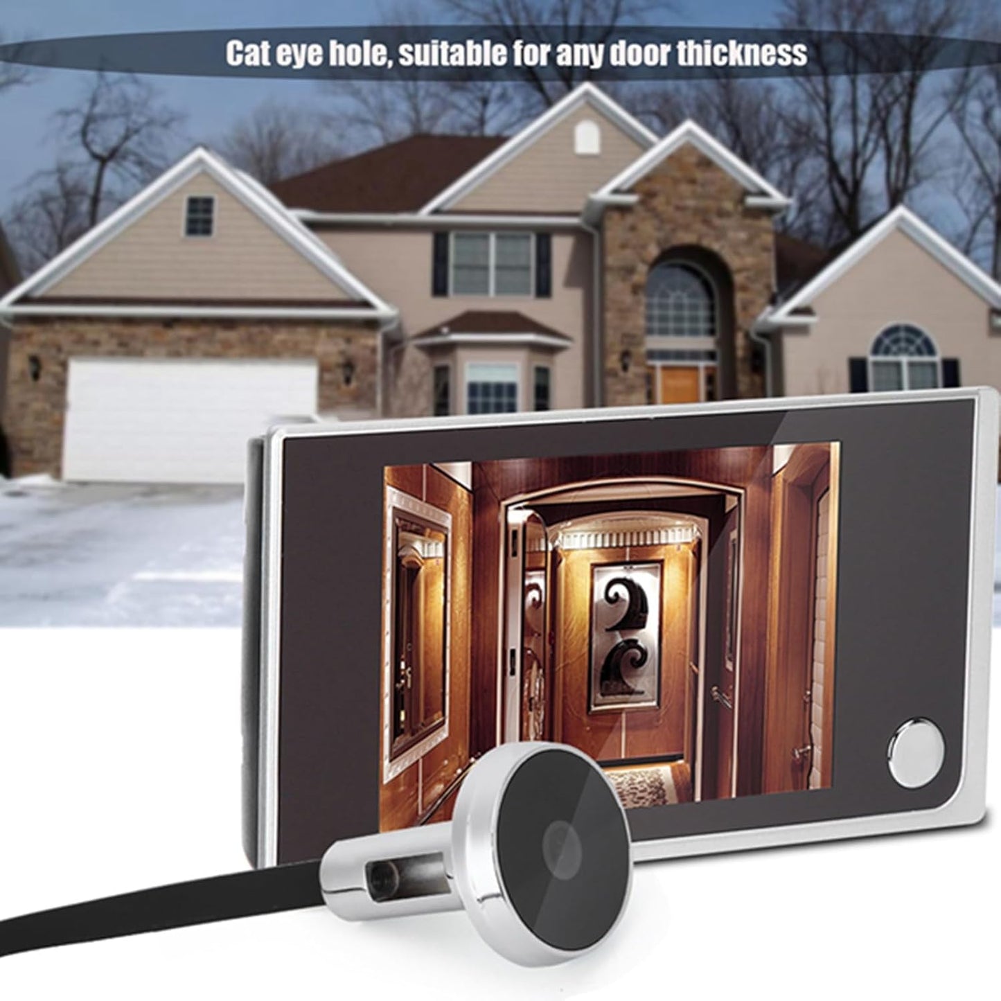 3.5" Digital LCD 120 Degree Peephole Viewer, Smart Home Security Camera, Wide Angle Electronic Cat Eye with OV Industrial HD Sensor, for Doors with 14 28mm Hole and 40 100mm Thickn