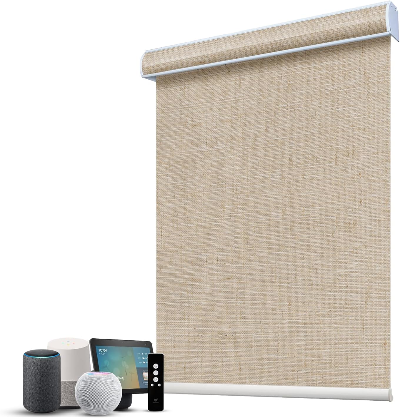 SmartWings Motorized 100% Blackout Shades Blinds, Custom Size, Cordless Window Shades with Rechargeable Battery, Work with Matter/Apple HomeKit, Alexa, Thread/Zigbee, Remote Optional, Linen Caramel