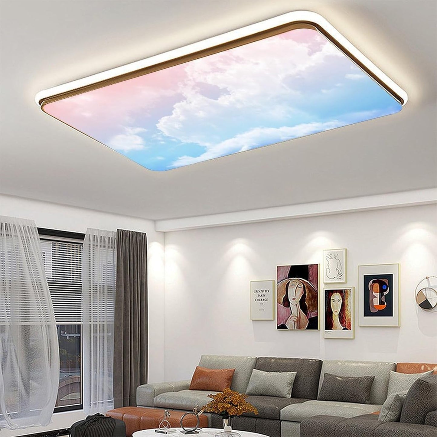 2PCS Fluorescent Light Cover for Ceiling Light Classroom-Cloud Magnetic Light Cover Fluorescent Light Shade Panel,Decorative Film Filter for Reducing Harsh Glare Flicker Home School Office Decorations
