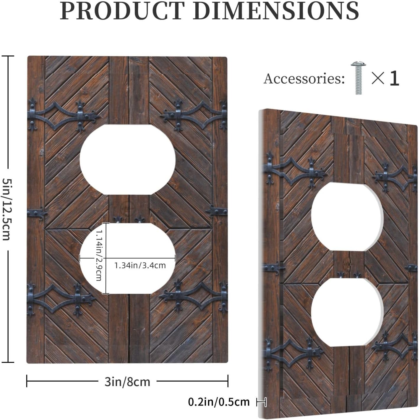 Decorative Outlet Covers Vintage Brown Wood Barn Door 1 Gang Duplex Light Switch Cover Plate Unique Wall Plate Electrical Switch Plate Covers for Farmhouse Home Decor （2 Pack）