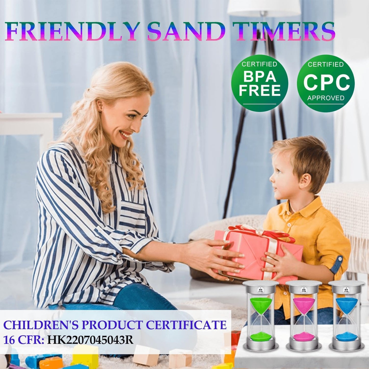 SuLiao Hourglass Sand Timer 30Sec 1 3 5 10 30 Minutes Set, Plastic Large Unbreakable Sand Watch Clock, Colorful Hour Glass Sandglass for Kids, Classroom, Games, Kitchen（Pack of 6）