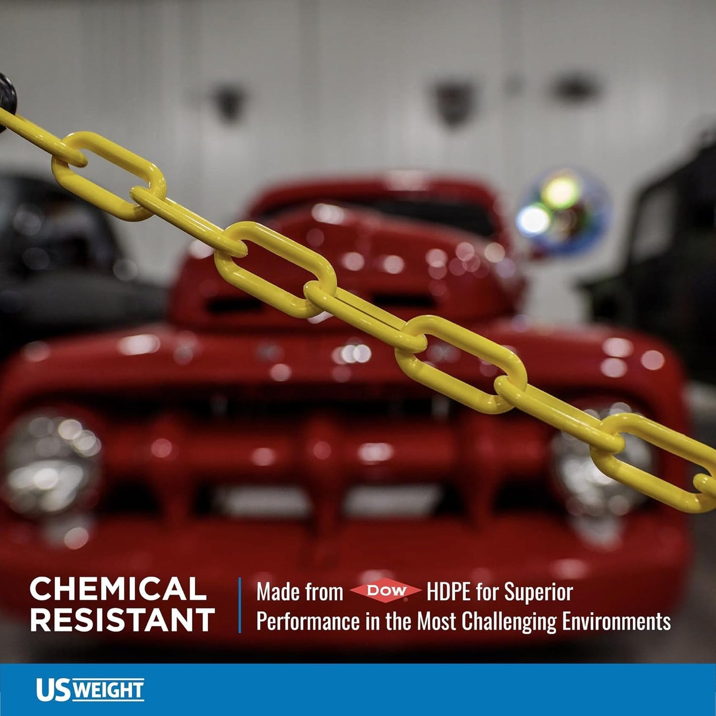 US Weight Security Chain with Plastic Chain Links Enhanced with SunShield UV-Resistant Technology, Made in the USA
