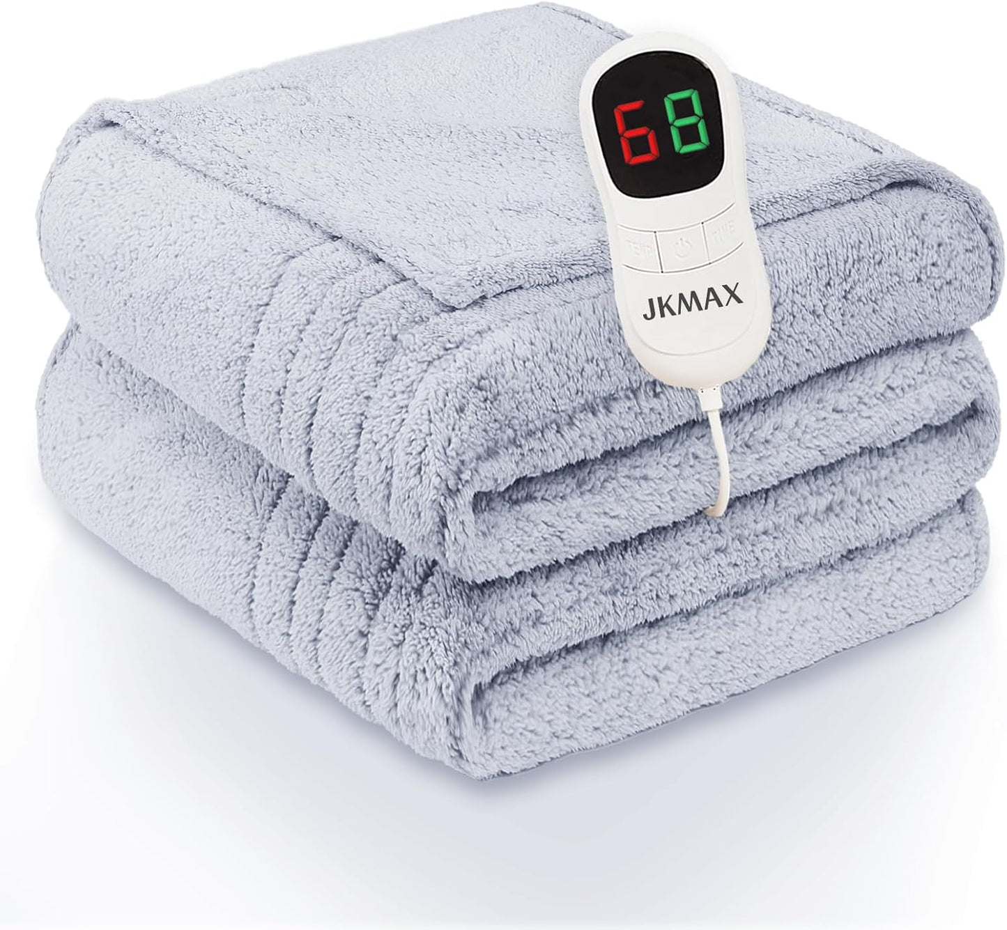 Heated Electric Blanket Queen Size - 84"x90" Flannel Heating Blanket with 10 Heating Levels & 5 Time Settings Over-Heat Protection, Winter Warmer for Adults with ETL Certification（Grey）
