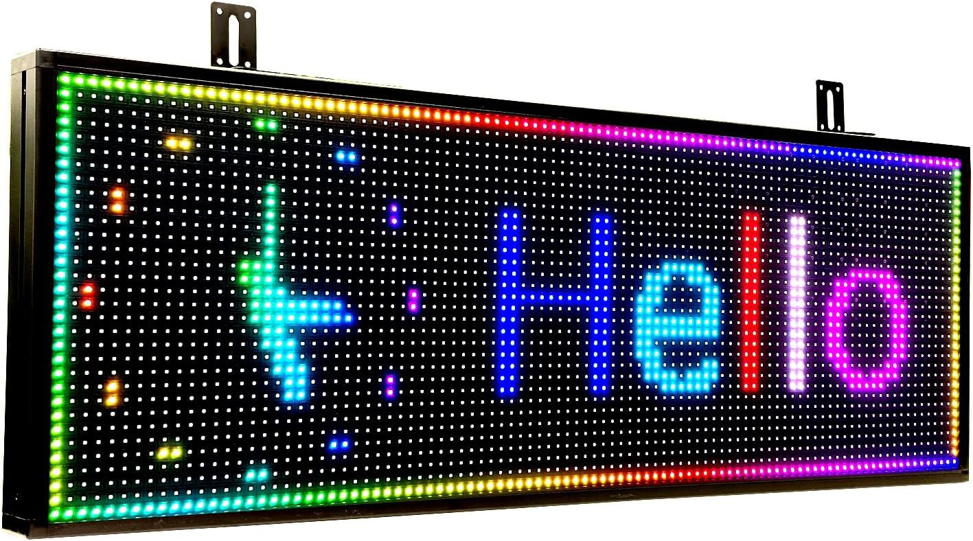 Scrolling Programmable Led Sign Outdoor Digital Word Led Pantalla Para Publicidad Usb Wifi Bright Advertising Enabled Control Display Small Message Board Lights 39"×14"