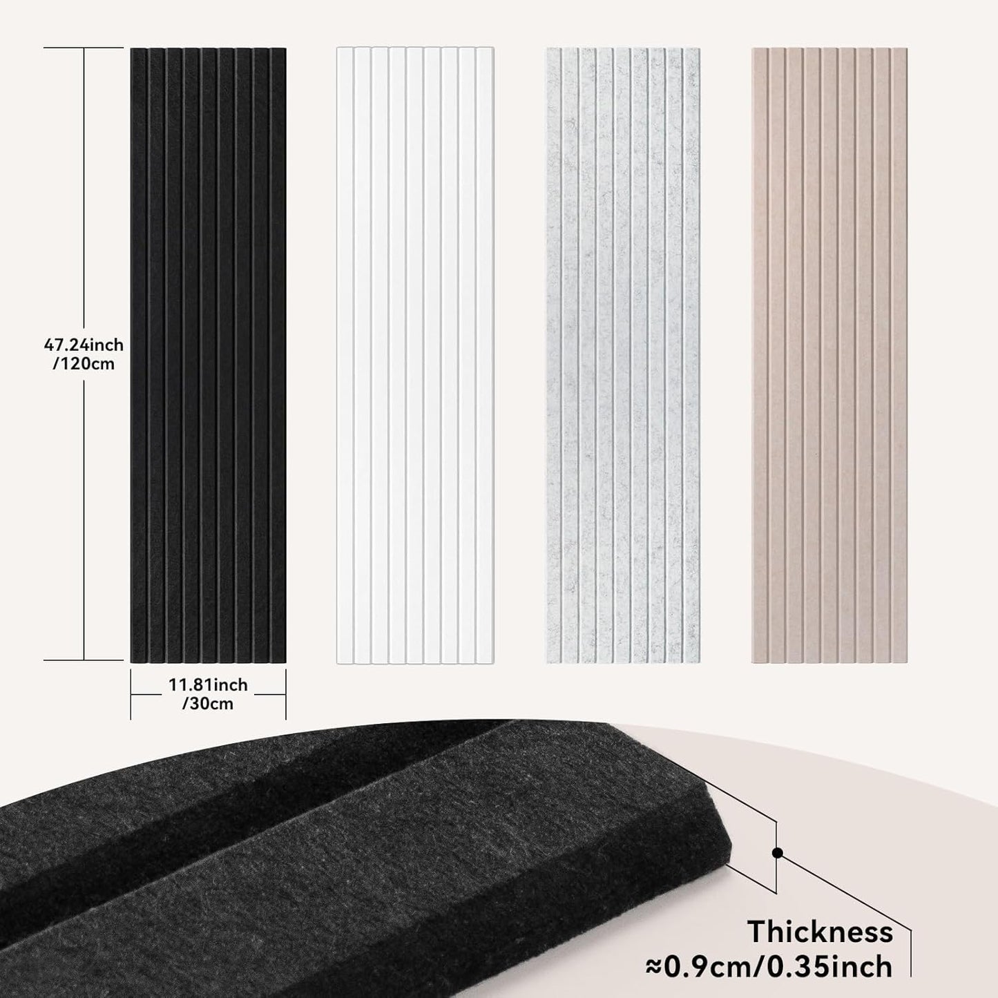 Self-Adhesive Acoustic Panels, 10 Pack Large Soundproof Wall Panel, High Density Sound Proof Panels, Decorative Absorbing Acoustic Treatment for Home Studio Office (Black)