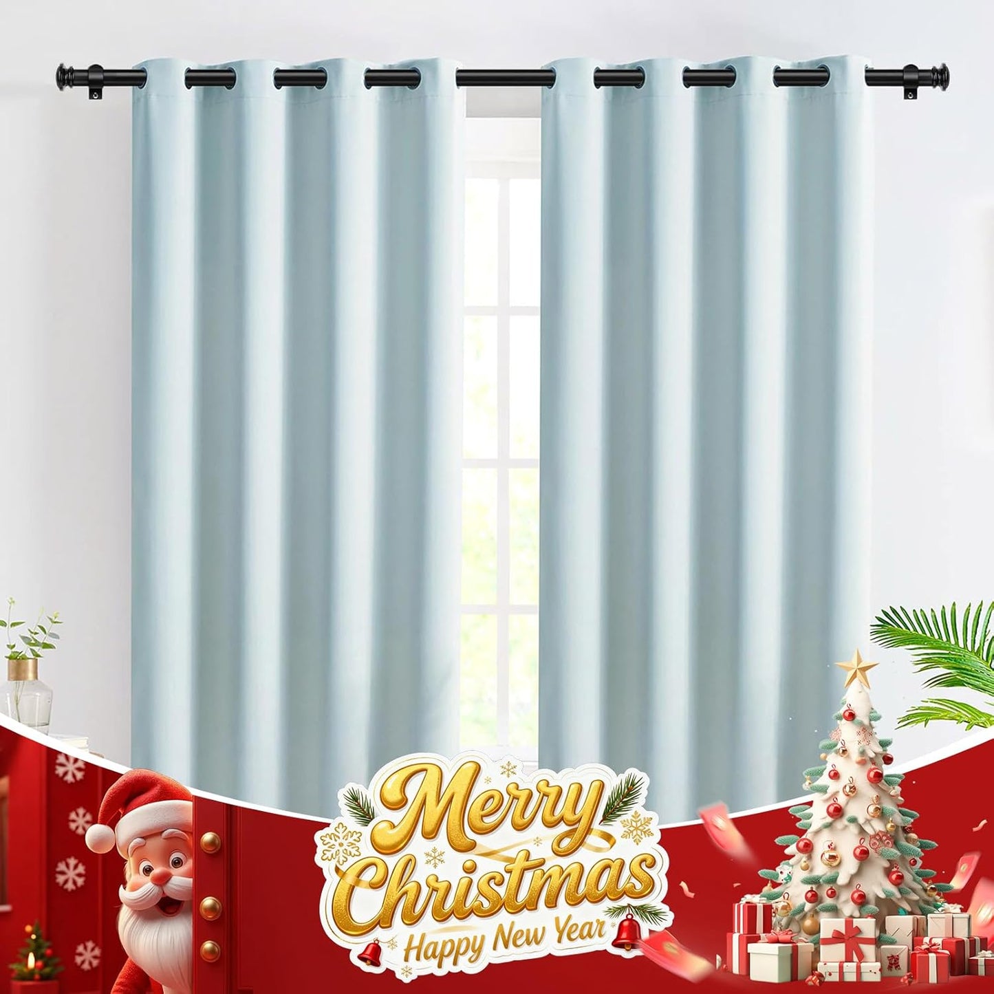 TONIAL Curtain Rod 32 to 86 Inch(2.6-7.2ft), Telescoping Splicing Drapery Rods for Windows 54 to 82 Inch(4.5-6.8ft), Decorative 3/4 Single Rod with Small Cap Finial, Black