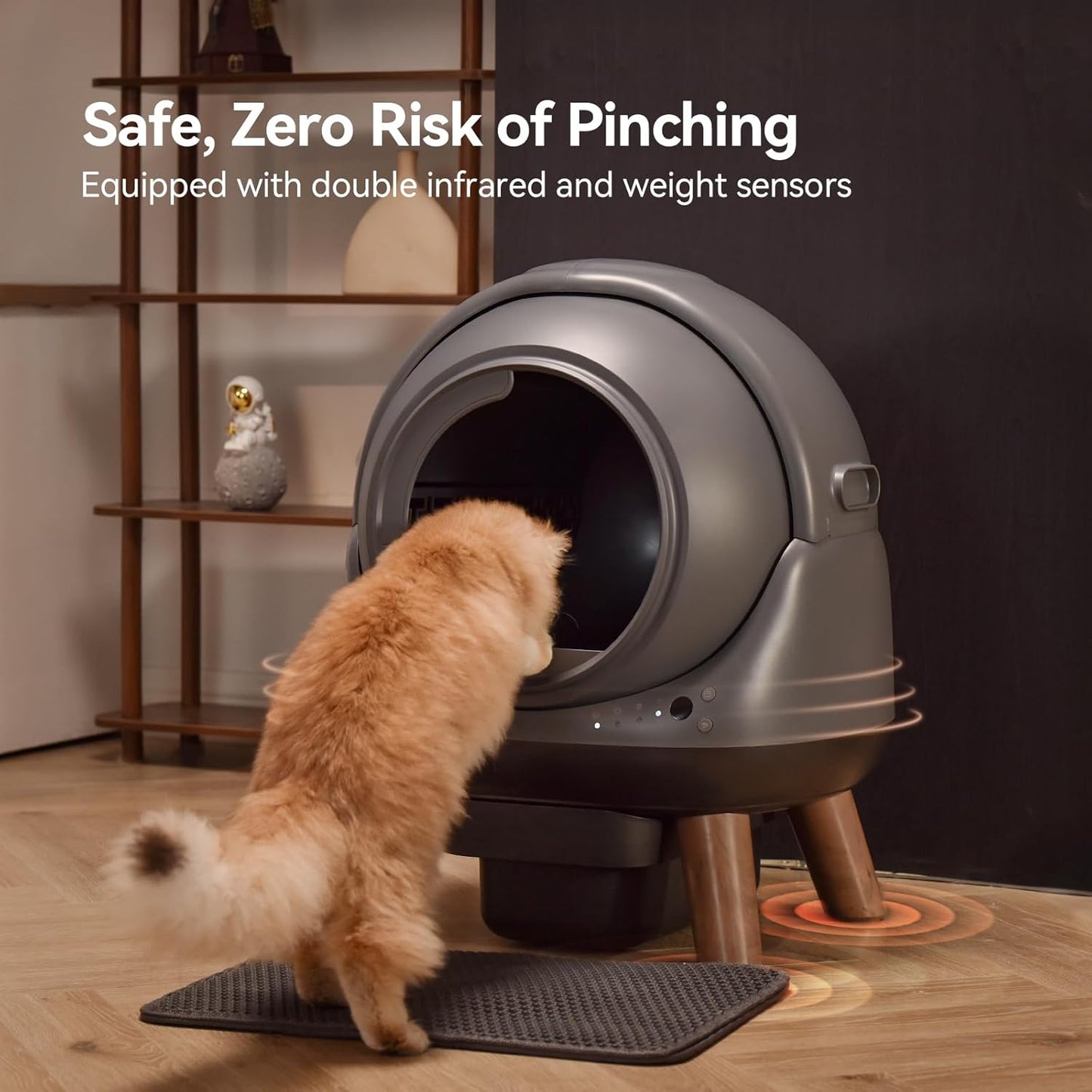 Self Cleaning Litter Box: Automatic Cat Litter Box for Cats, G1 Large Openning Robot with Odor-Control Dual Safety Protection, Includes Trash Bags and Mat