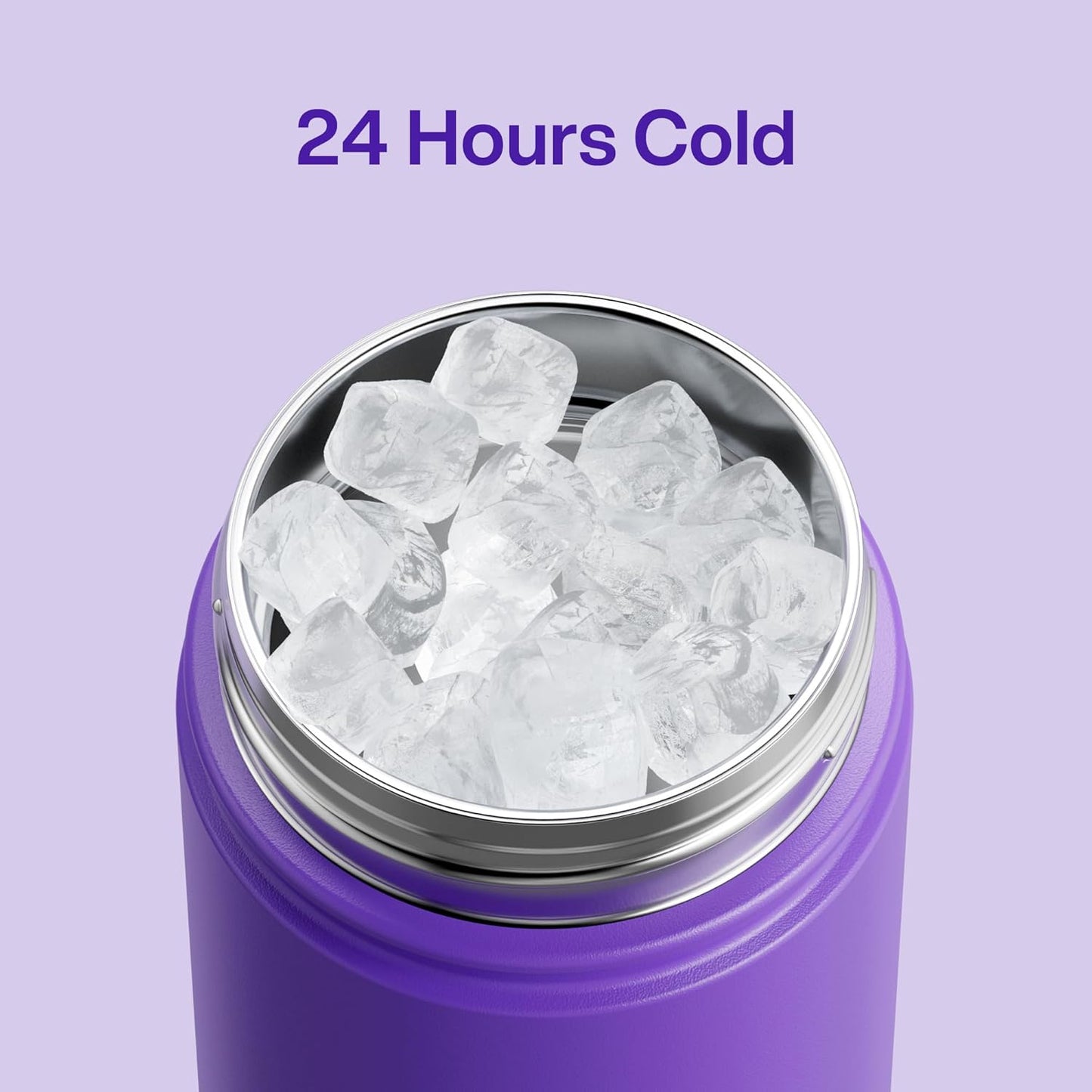 Kids Insualated Water Bottle with Straw - 12oz Stainless Steel Water Bottle with Dual Spouts, Leak-Proof, BPA-Free, Double Wall Vacuum Keeps Cold for 24 Hours for Sports, Travel, School (Violet)