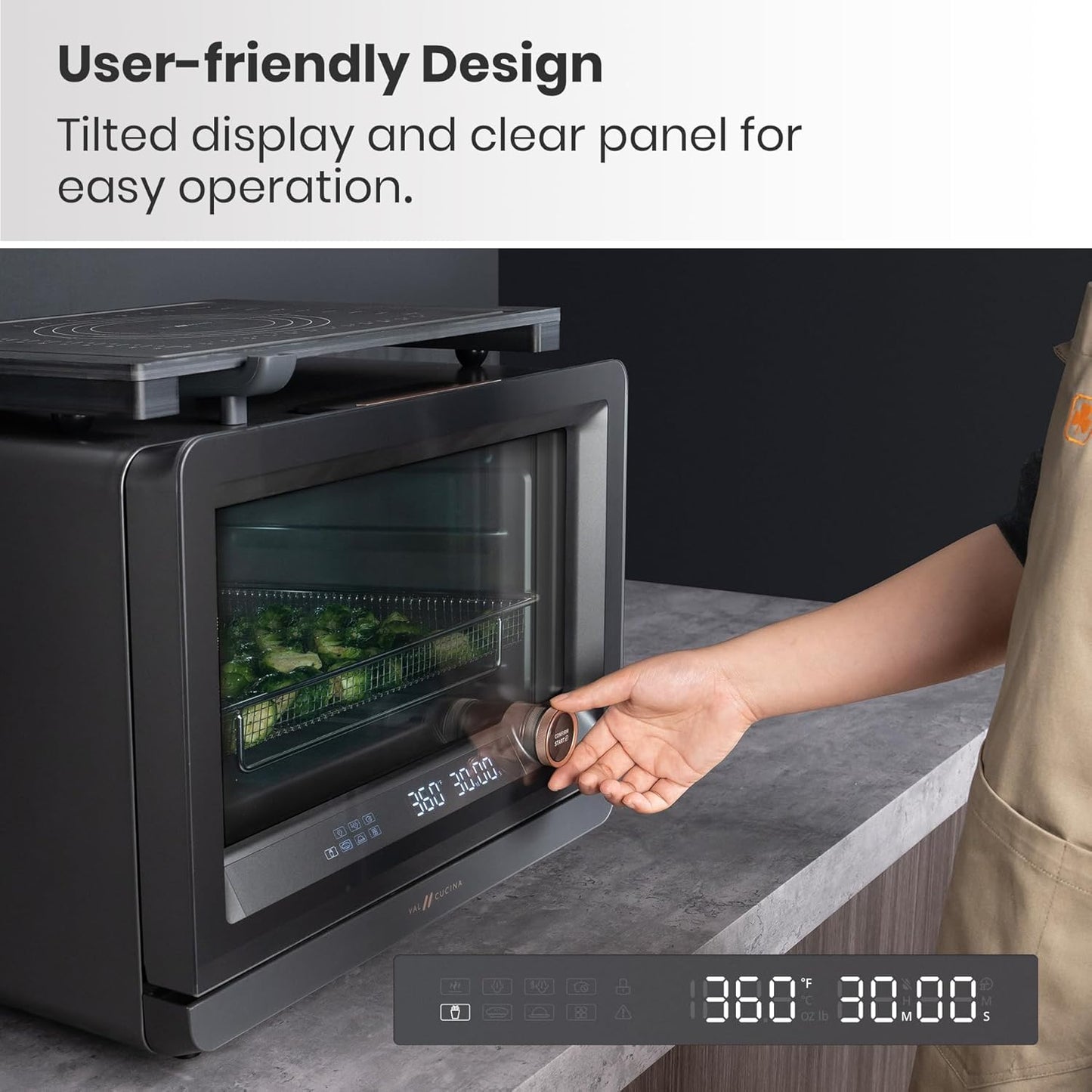 VAL CUCINA VAL BOARD Cutting Board, Compatible with VAL CUCINA Air Fryer Toaster Steam Oven, Creates Storage Space, Protects Cabinets, Black