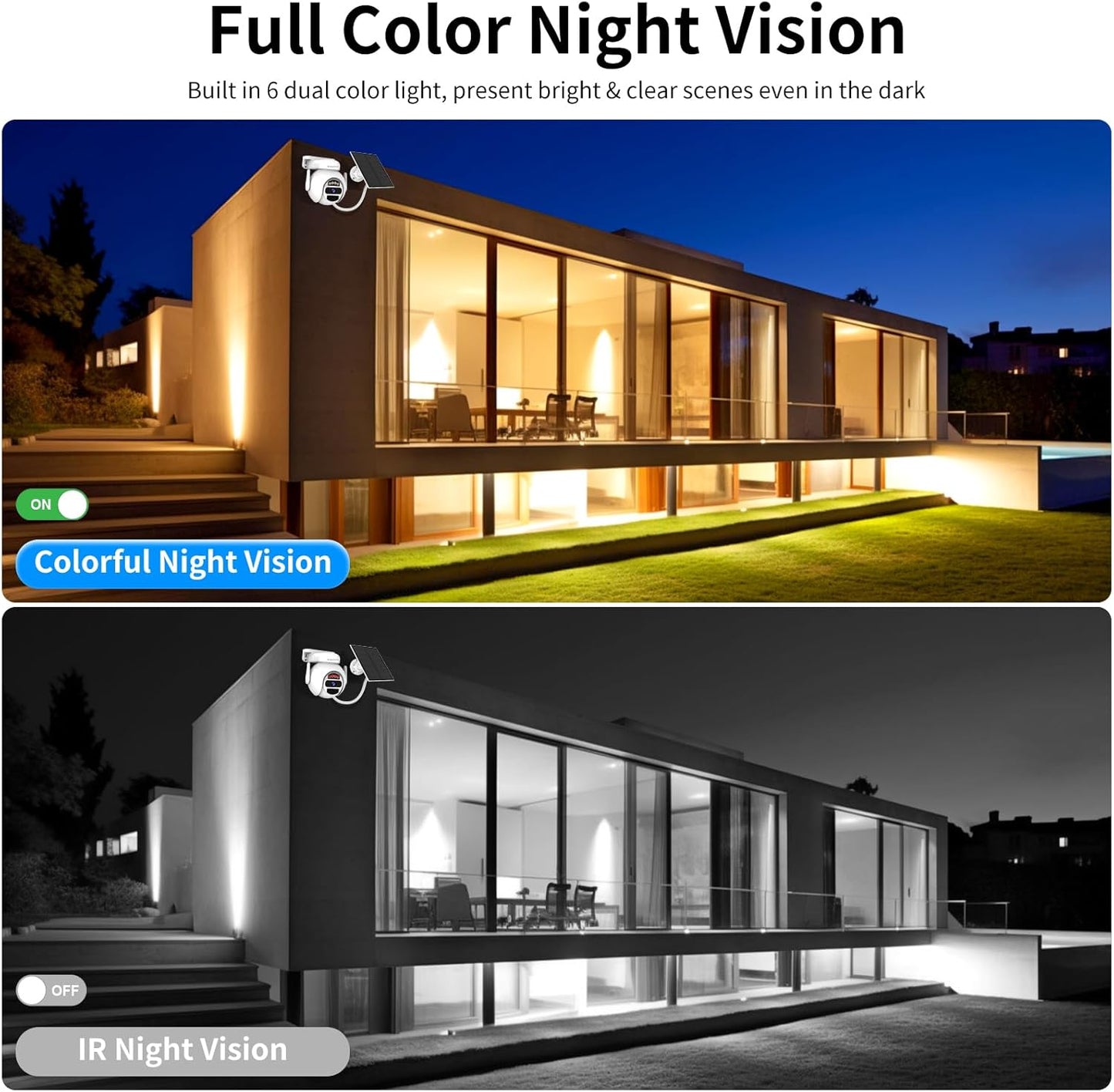 VSTARCAM Solar Security Camera Wireless Outdoor, 3MP Battery Powered WiFi Cameras Outside with Color Night Vision, Pan/Tilt, PIR Human Detection, 2-Way Audio, IP66, Local/Cloud Storage