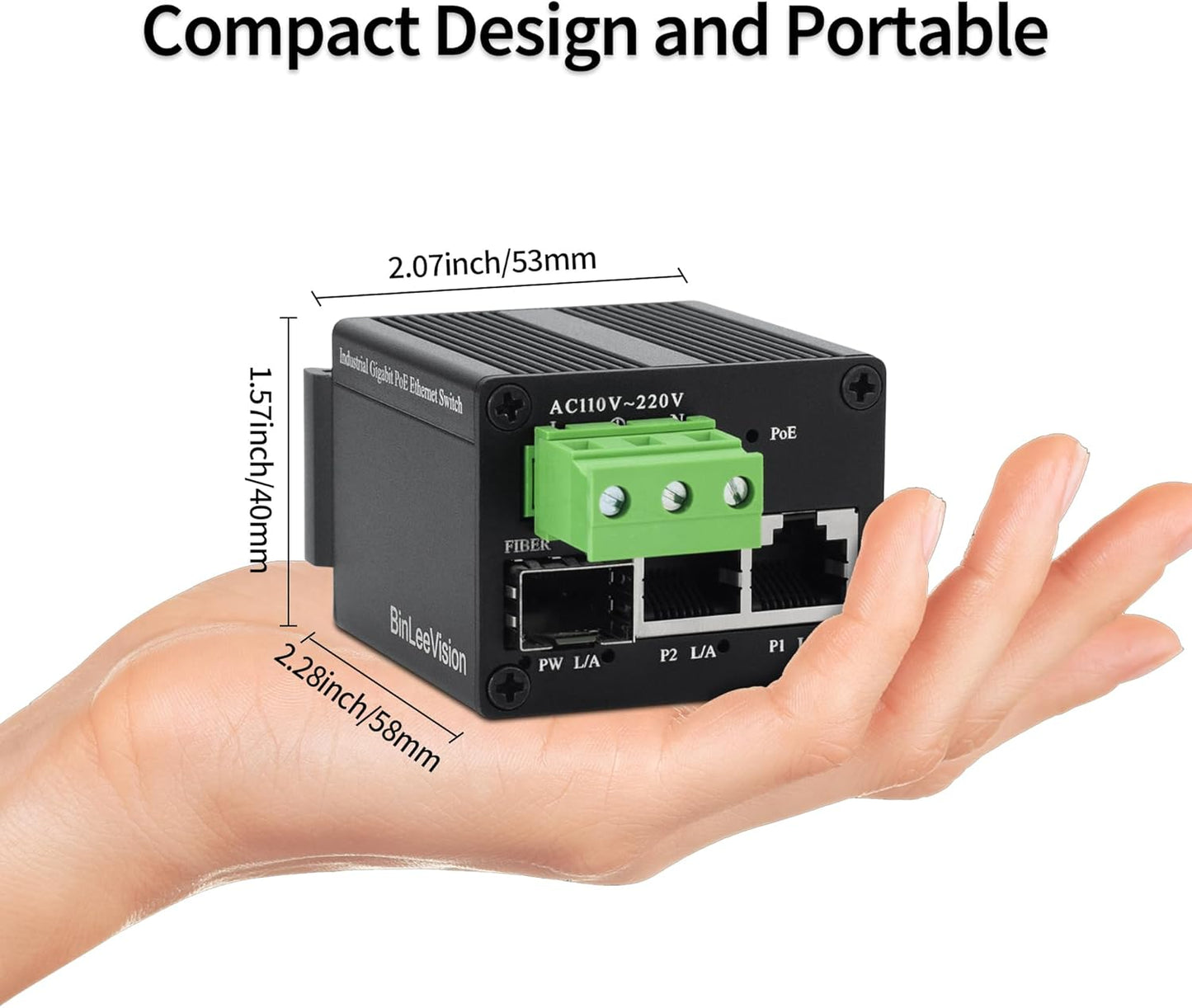 3 Port PoE++ Switch with 2 Gigabit (10G) RJ45/SFP+ Uplink, Unmanaged 3 Port (2 PoE/1 Uplink) 40W 802.3bt Ultra PoE Network Switch, Fanless Design Metal Casing for Silent Operation