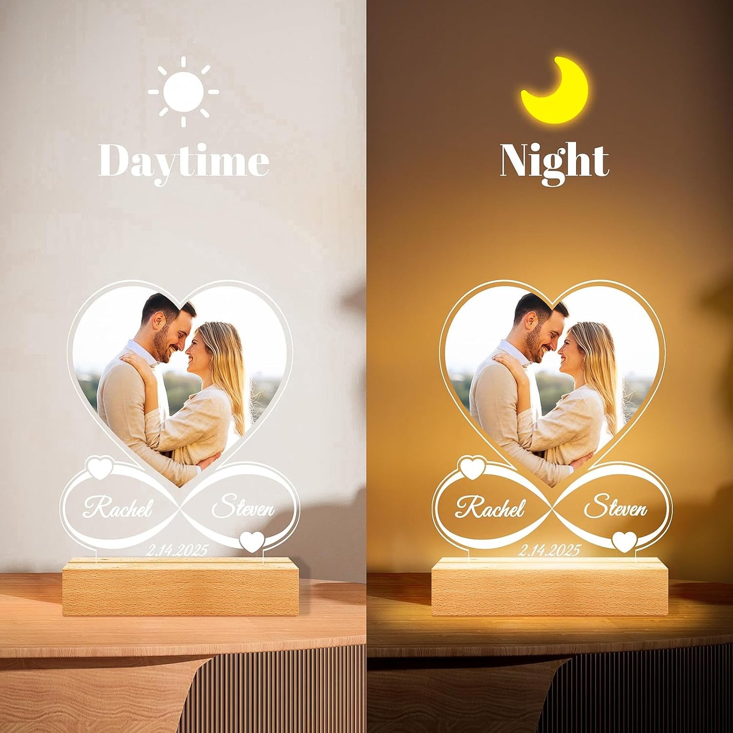Personalized Picture Frame, Custom Picture Frames, Customized Photo Frame, Personalized Anniversary Valentines Day Gifts for Women Men Her Him Girlfriend Boyfriend Couple Mom Dad Baby Kid Family