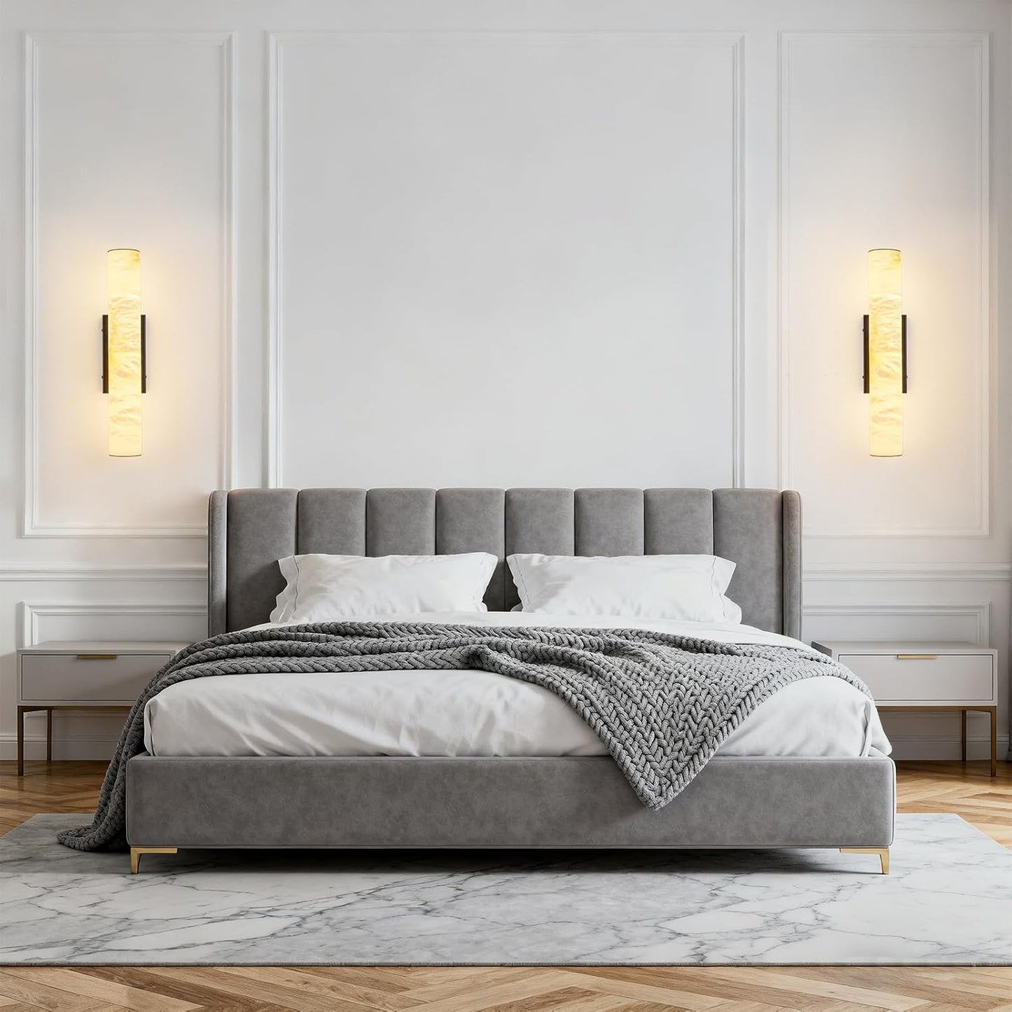 LMQNINE Natural Alabaster Wall Sconces Spanish Marble Wall Light Cylinder Modern Black LED Sconce for Living Room Bedroom Bathroom Stairs（S-1Pack）