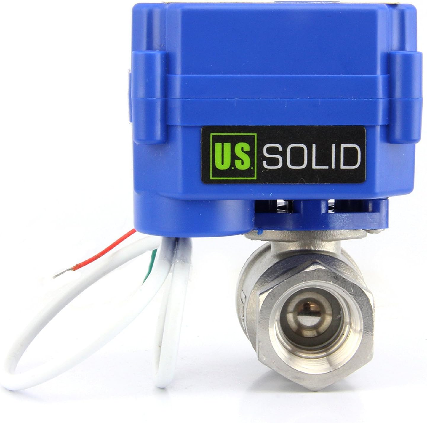 U.S. Solid 1/4" Motorized Ball Valve 85-265V AC Brass Electric Ball Valve, 2 Wire Automatic Return Configuration, Full Port, Normally Closed
