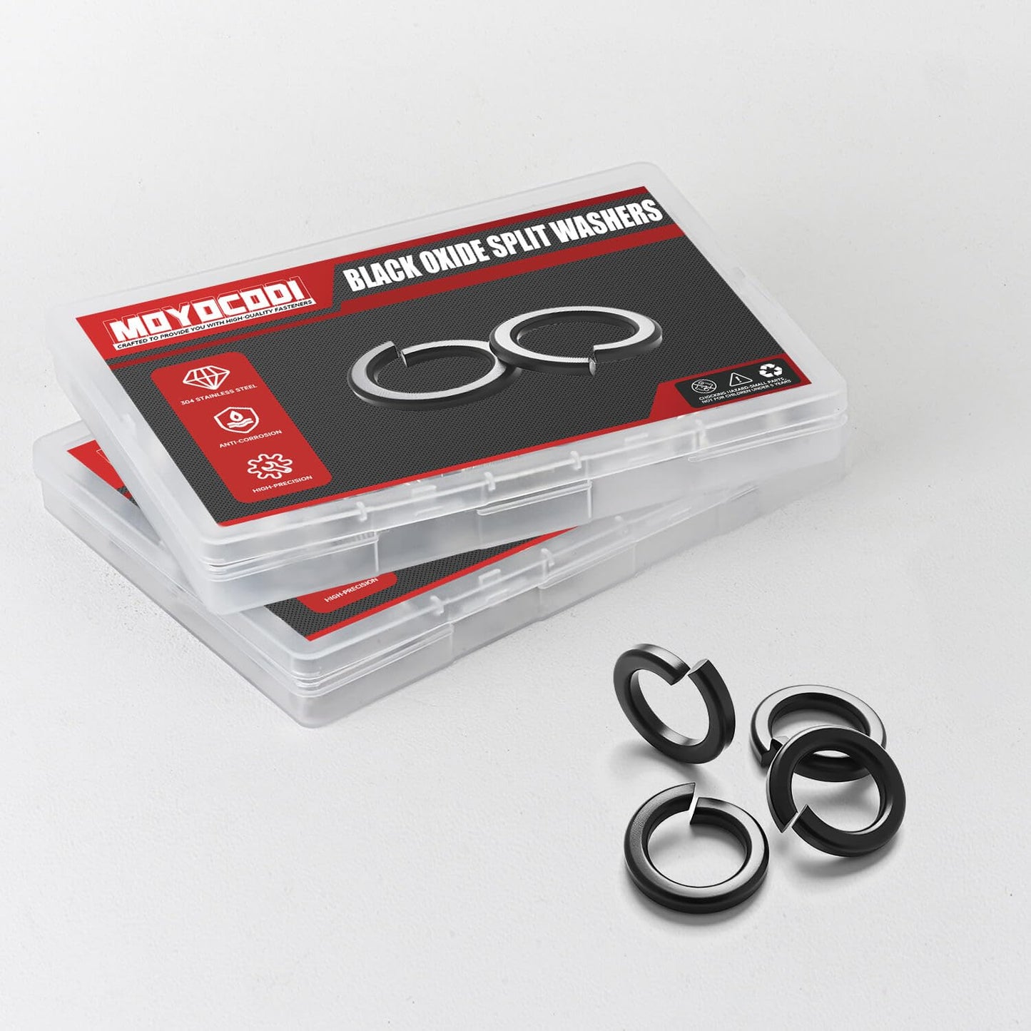 5/16'' (100 Pack) Split Lock Washer, Black Oxide (18-8) 304 Stainless Steel Spring Lock Washer