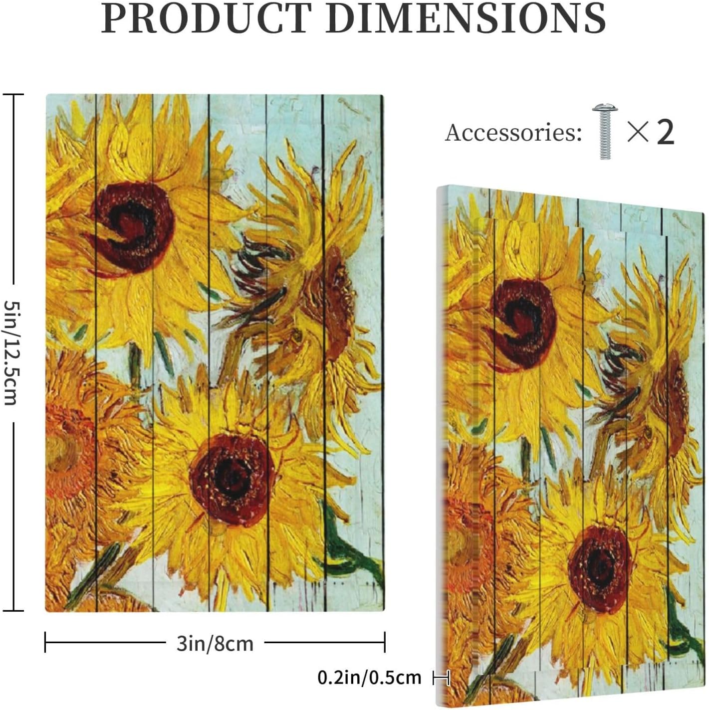 Light Switch Cover Plate Sunflowers Oil Paintings Wood Floral 1 Gang No Device Blank Electrical Wall Plates Faceplate Decorative Switch Plate For Farmhouse Bed Room Decor